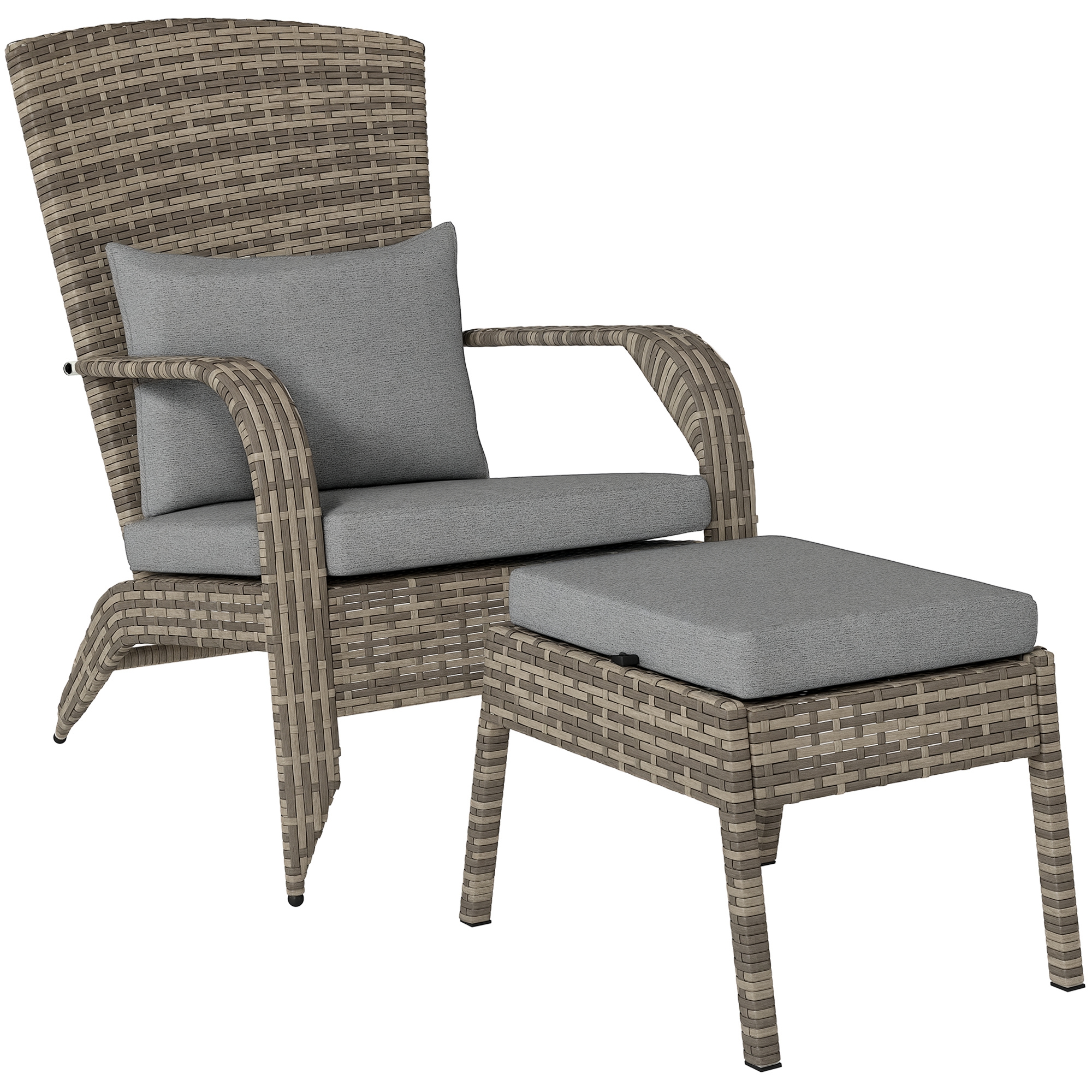Wicker Adirondack Chair Fire Pit Chair w/ Ottoman & Cushions, Blue (Drop Shipping Only, Not for Amazon)