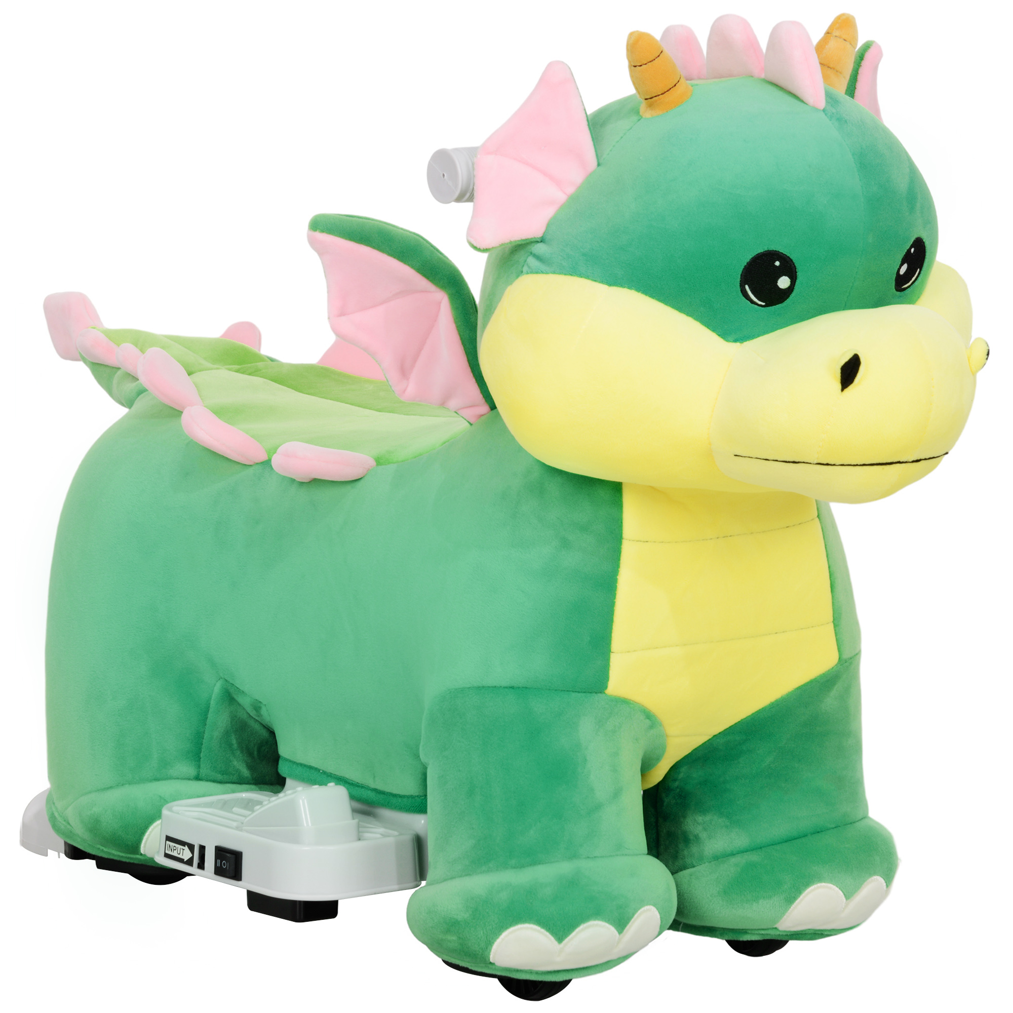 Battery Powered Ride on Toy, 6V Ride on Horse with Music Forward, PU Wheels, for 18-36 Months, Green (Drop Shipping Only, Not for Amazon)