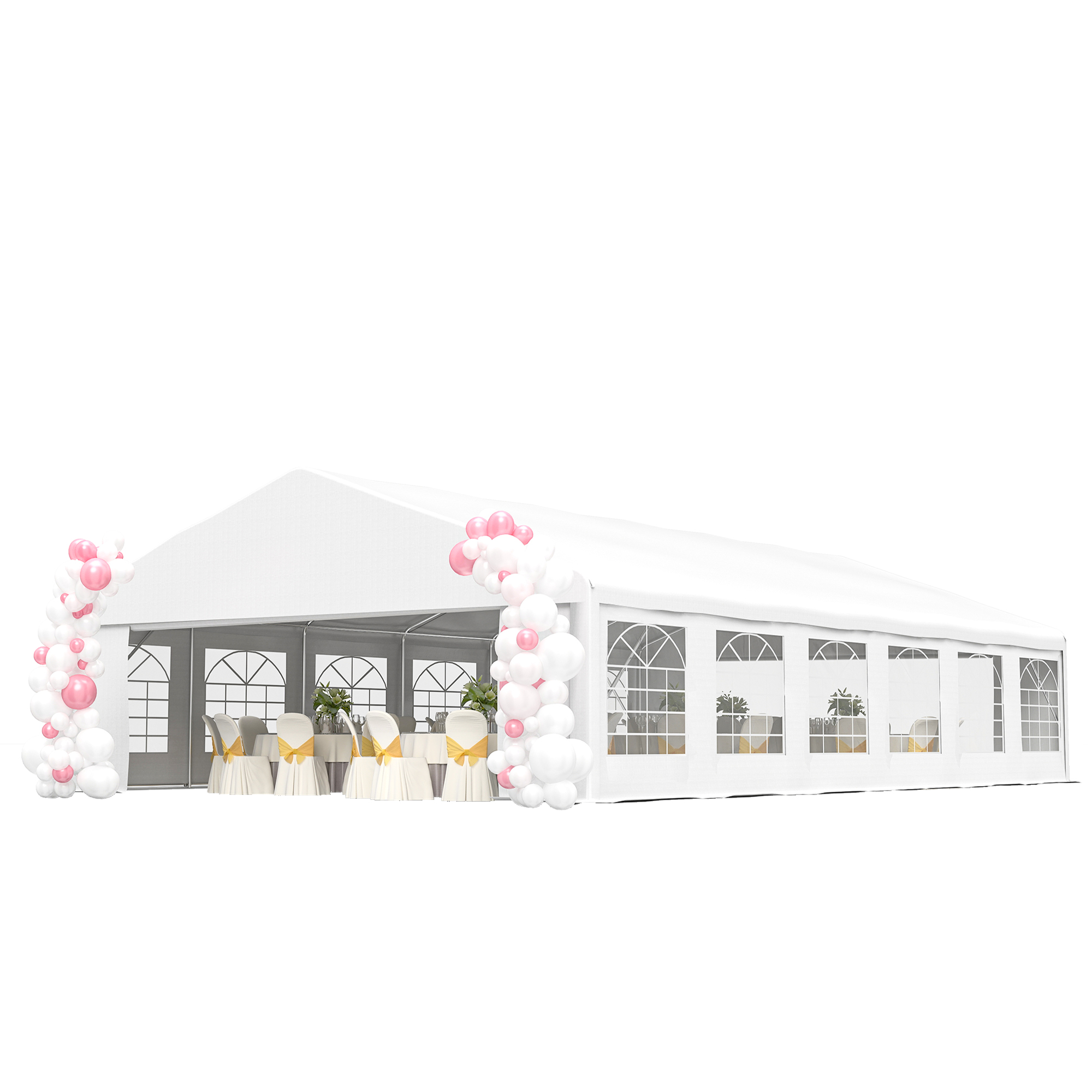 23' x 39' Large Outdoor Carport Canopy Party Tent with Removable Protective Sidewalls & Windows, White (Drop Shipping Only, Not for Amazon)