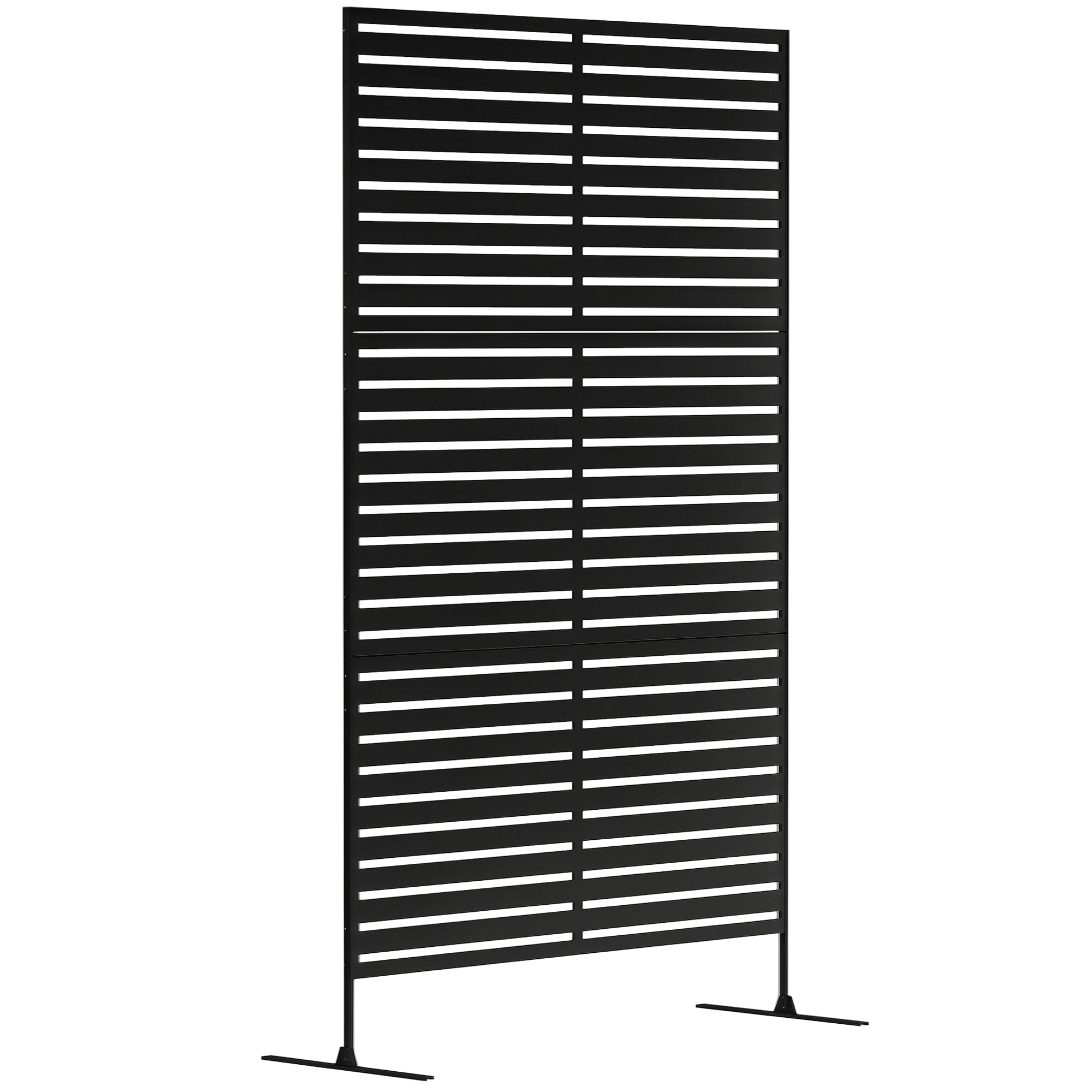 Decorative Privacy Fence Screen, Metal Outdoor Privacy Screen Climbing Plant Trellis with Stand, 122 x 198 cm, Black (Drop Shipping Only, Not for Amazon)