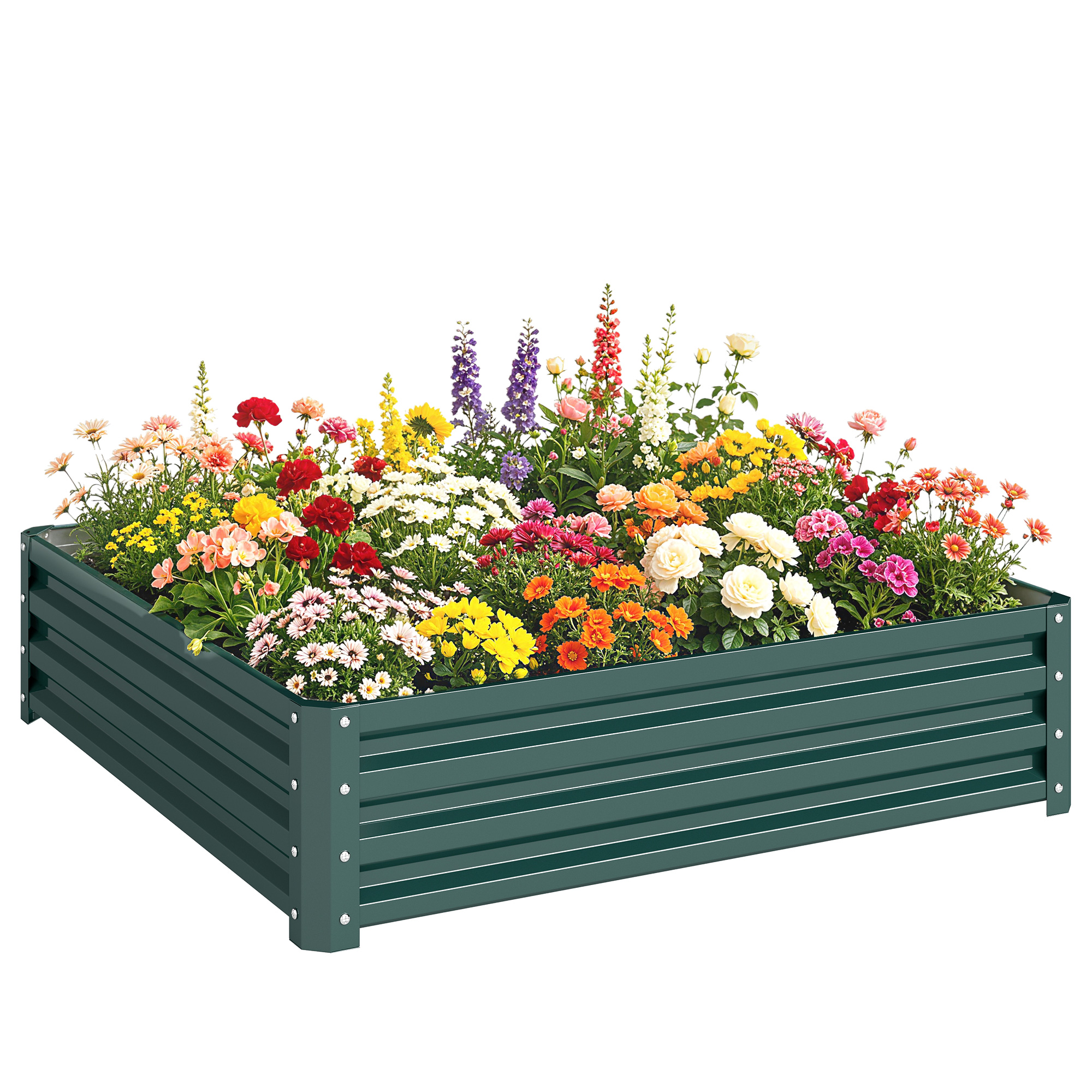 Square Raised Garden Bed Box with Weatherized Steel Frame for Vegetables, Flowers, & Herbs, 120 x 120 x 30cm, Green (Drop Shipping Only, Not for Amazon)