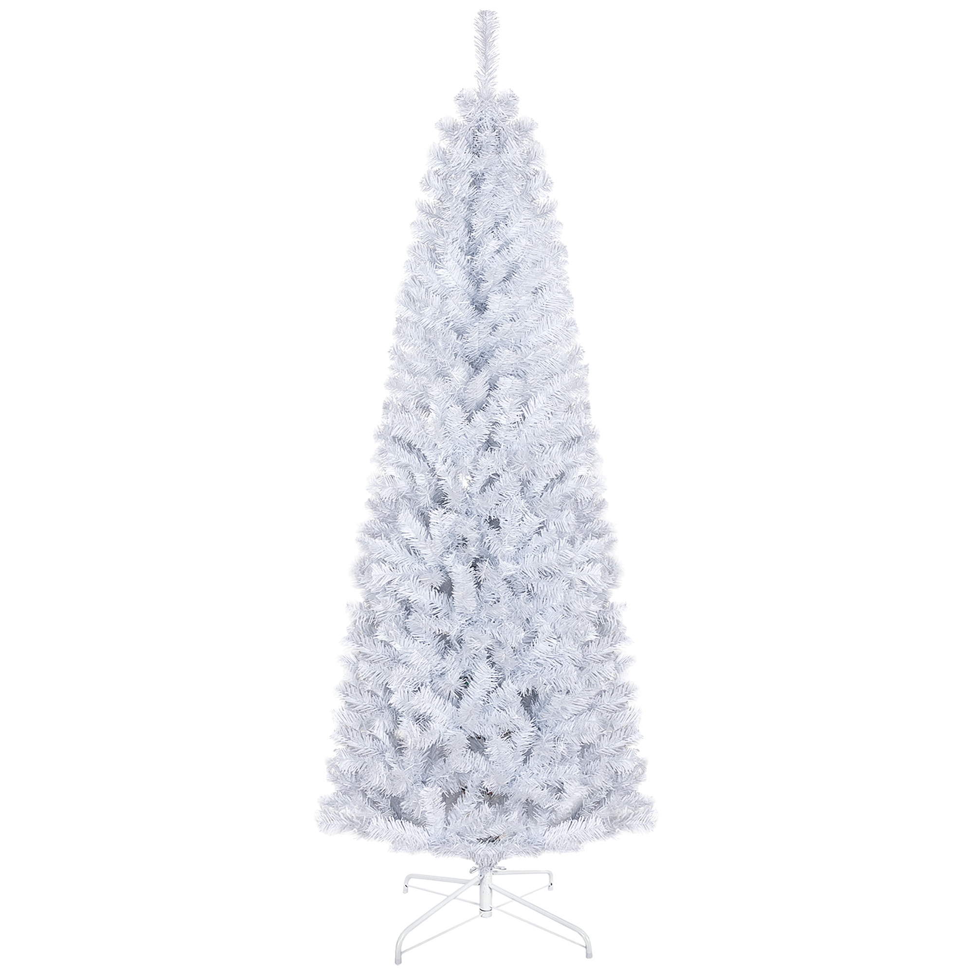 6 FT Artificial Christmas Tree Pencil Xmas Tree with Stand, 618 Tips, Holiday Home Indoor Decoration for Party, White (Drop Shipping Only, Not for Amazon)