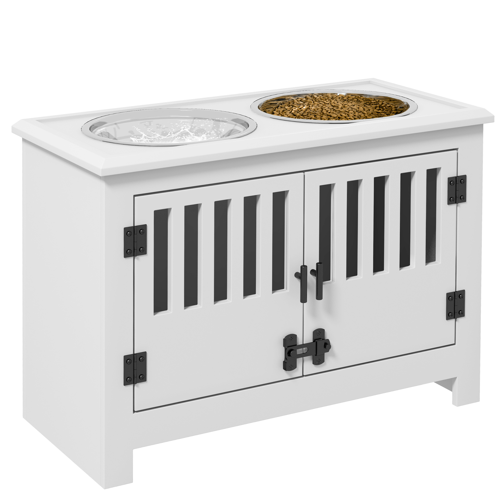 Raised Dog Bowls, Pet Feeding Station, with Storage, Food and Water Bowls, for Large Dogs - Grey (Drop Shipping Only, Not for Amazon)