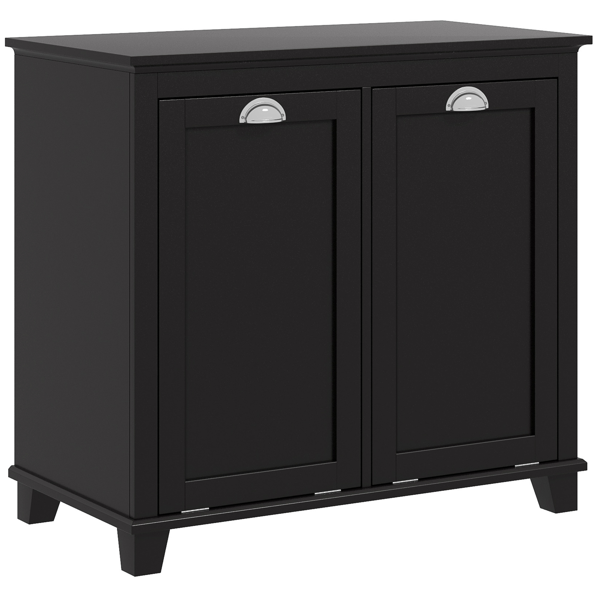 Bathroom Storage Cabinet, Tilt-Out Laundry Hamper with 2 Compartments, Black (Drop Shipping Only, Not for Amazon)