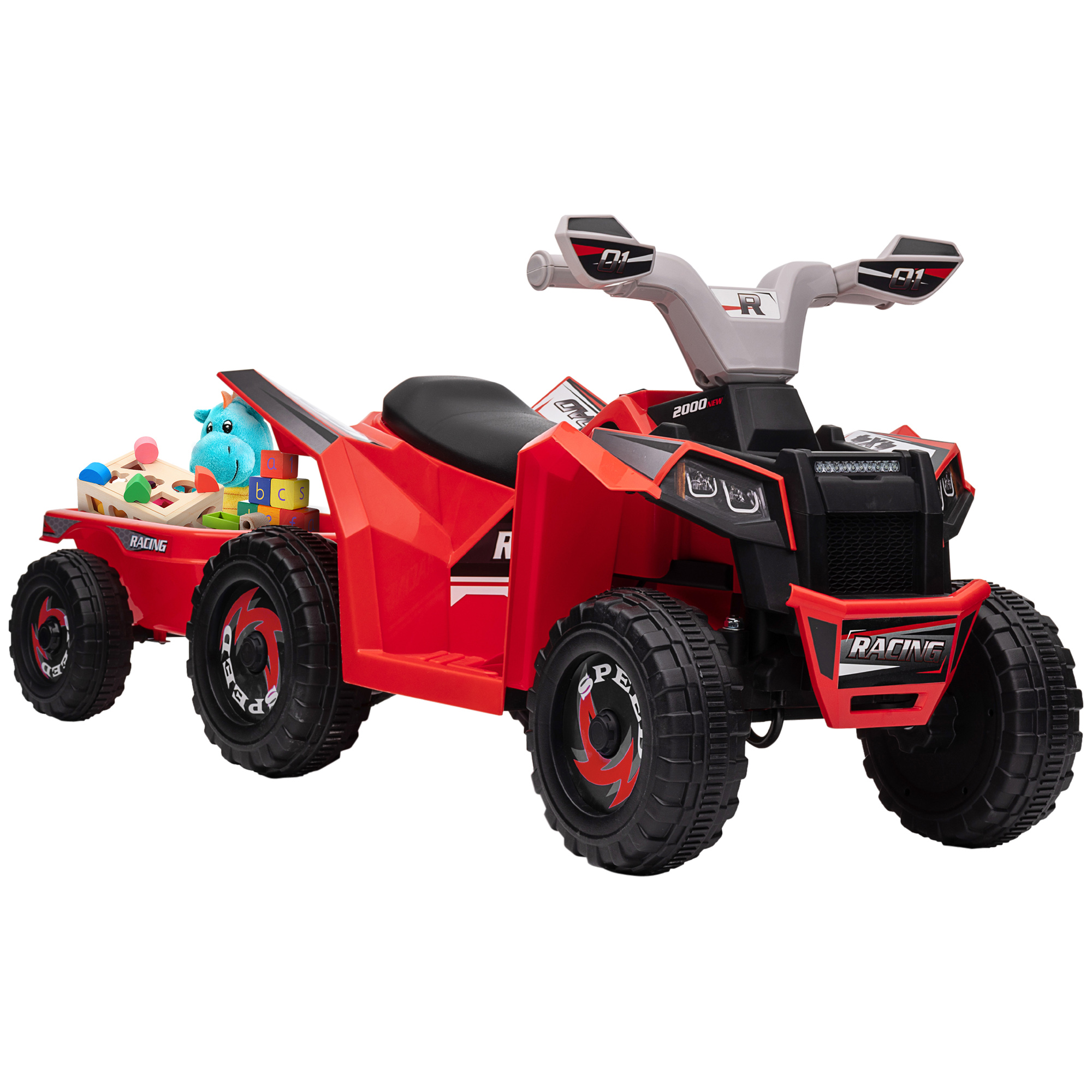 6V Electric Toy Car with Back Trailer, Forward Backward, Wear-Resistant Wheels for Ages 18-36 Months, Pink (Drop Shipping Only, Not for Amazon)