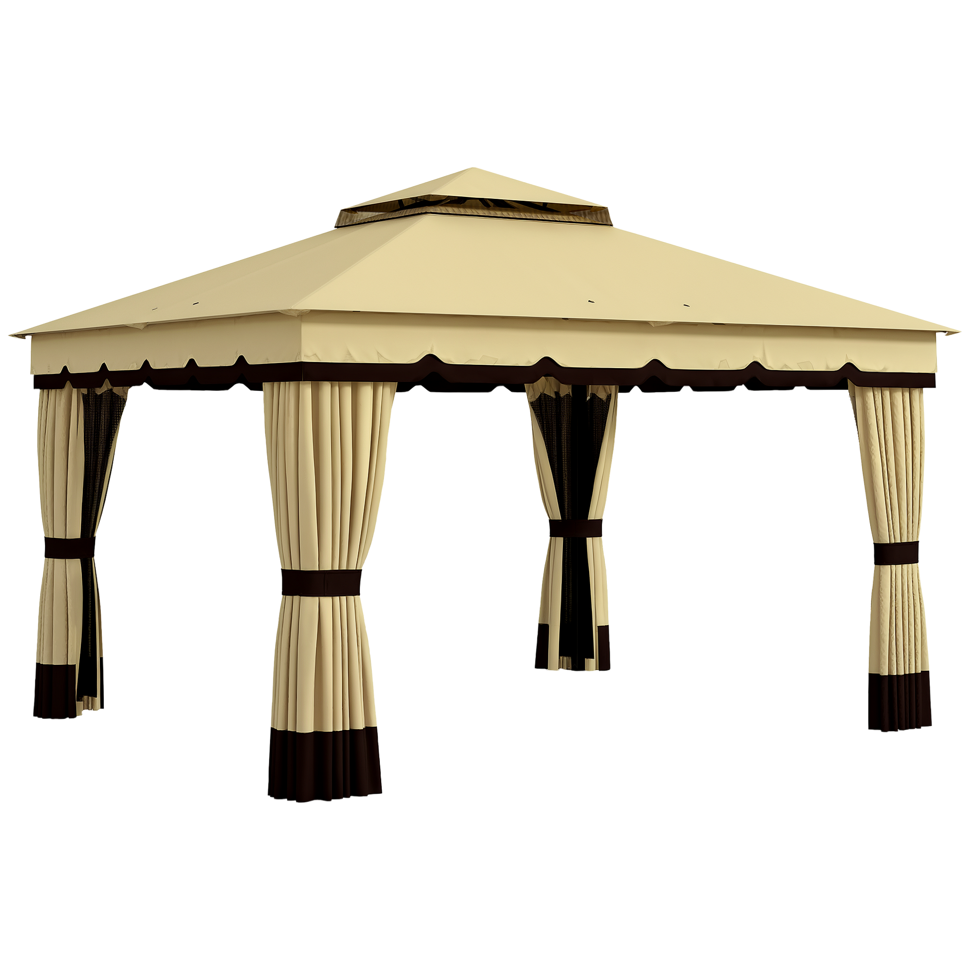 10' x 12' Double Roof Patio Gazebo Canopy, Outdoor Gazebo Shelter with Netting & Curtains, for Garden, Lawn and Deck (Drop Shipping Only, Not for Amazon)
