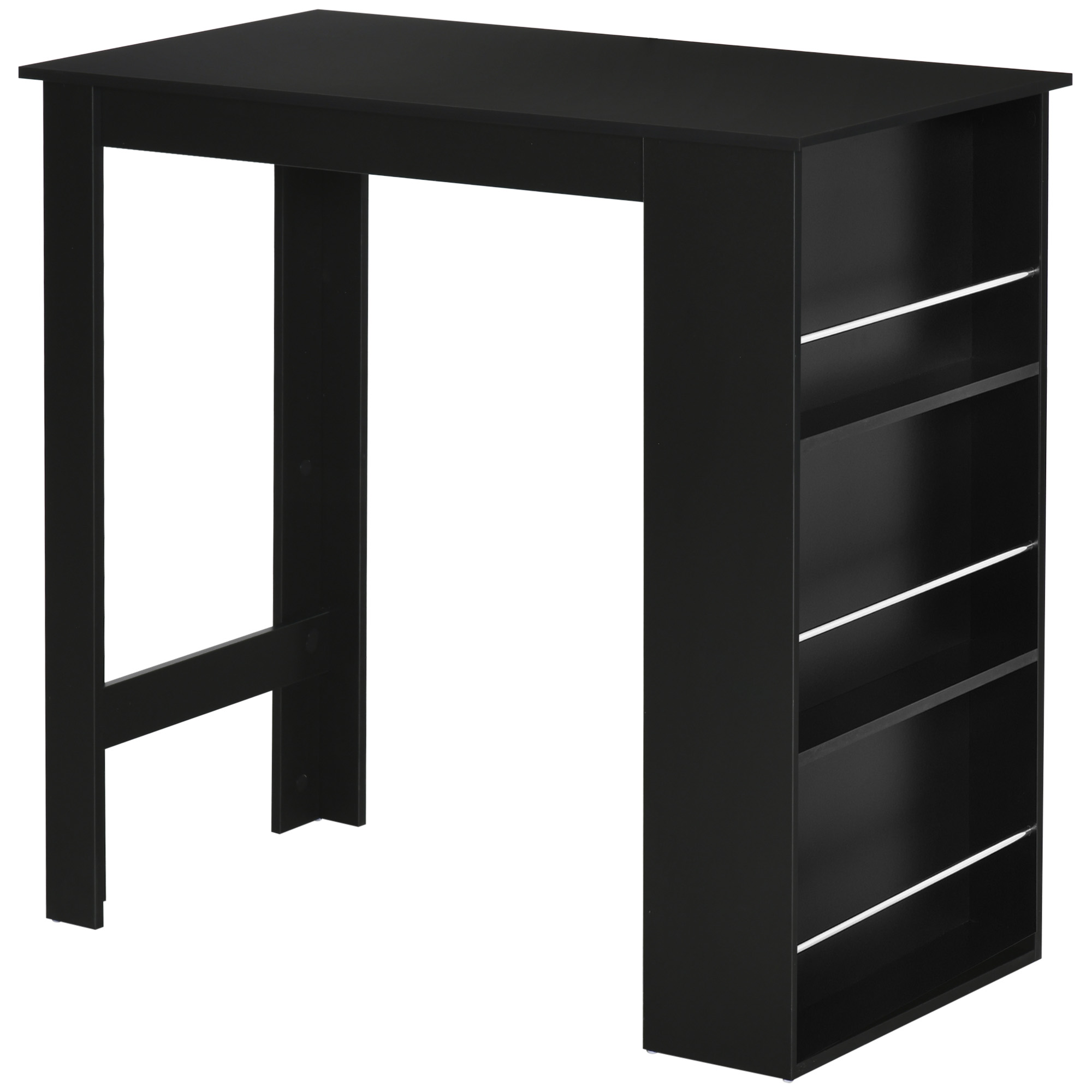 Modern Bar Table Counter Height Dining Table with 3 Storage Shelves for Kitchen, Dining Room, Living Room, Black (Drop Shipping Only, Not for Amazon)
