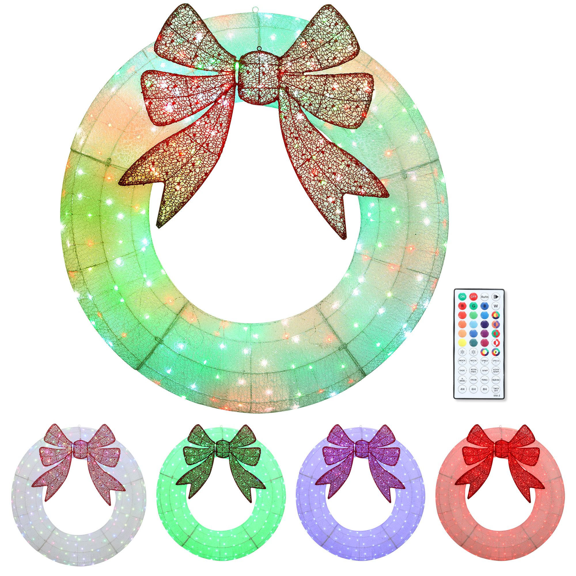 48 Inch Lighted Wreath Decoration with Dual Color LED, Christmas Wreath with Daily Timer, Remote for Indoor Outdoor (Drop Shipping Only, Not for Amazon)