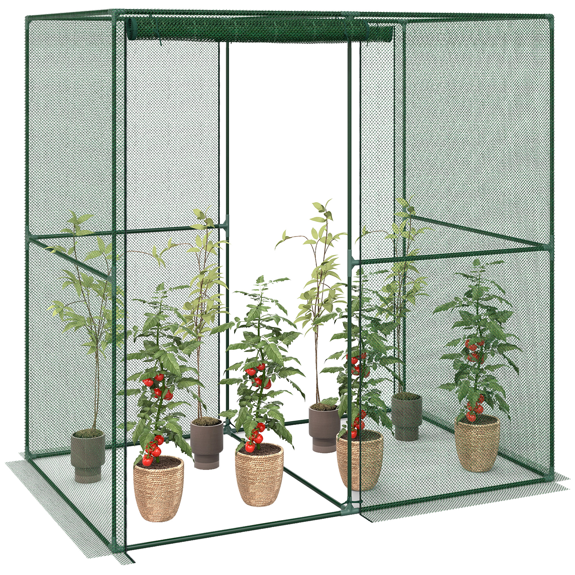 6' x 4' x 6' Crop Cage, Plant Protection Tent with Zippered Doors for Vegetable Garden, Backyard, Green (Drop Shipping Only, Not for Amazon)
