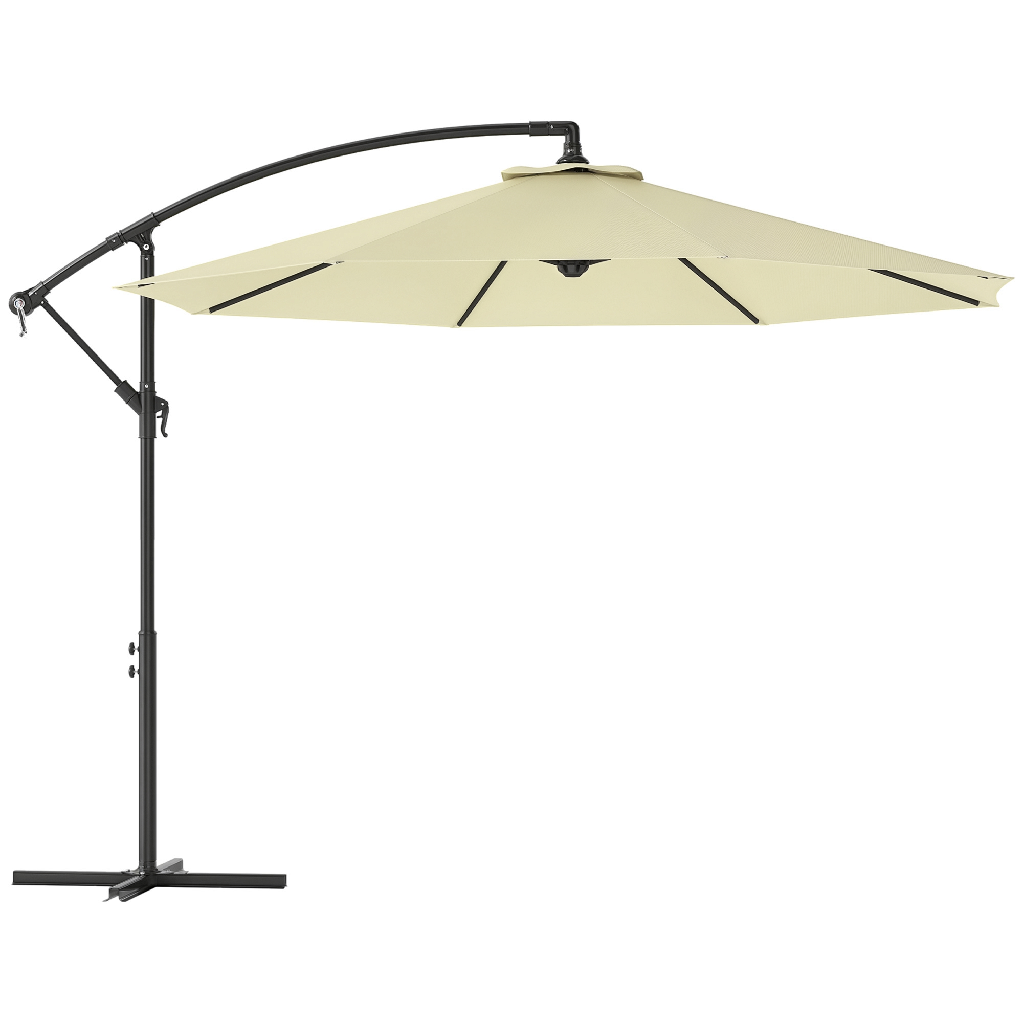 10' Cantilever Tilt Offset Patio Umbrella w/ UV & Water Safe Material & Cross Base (Weight Not Included), Gray (Drop Shipping Only, Not for Amazon)