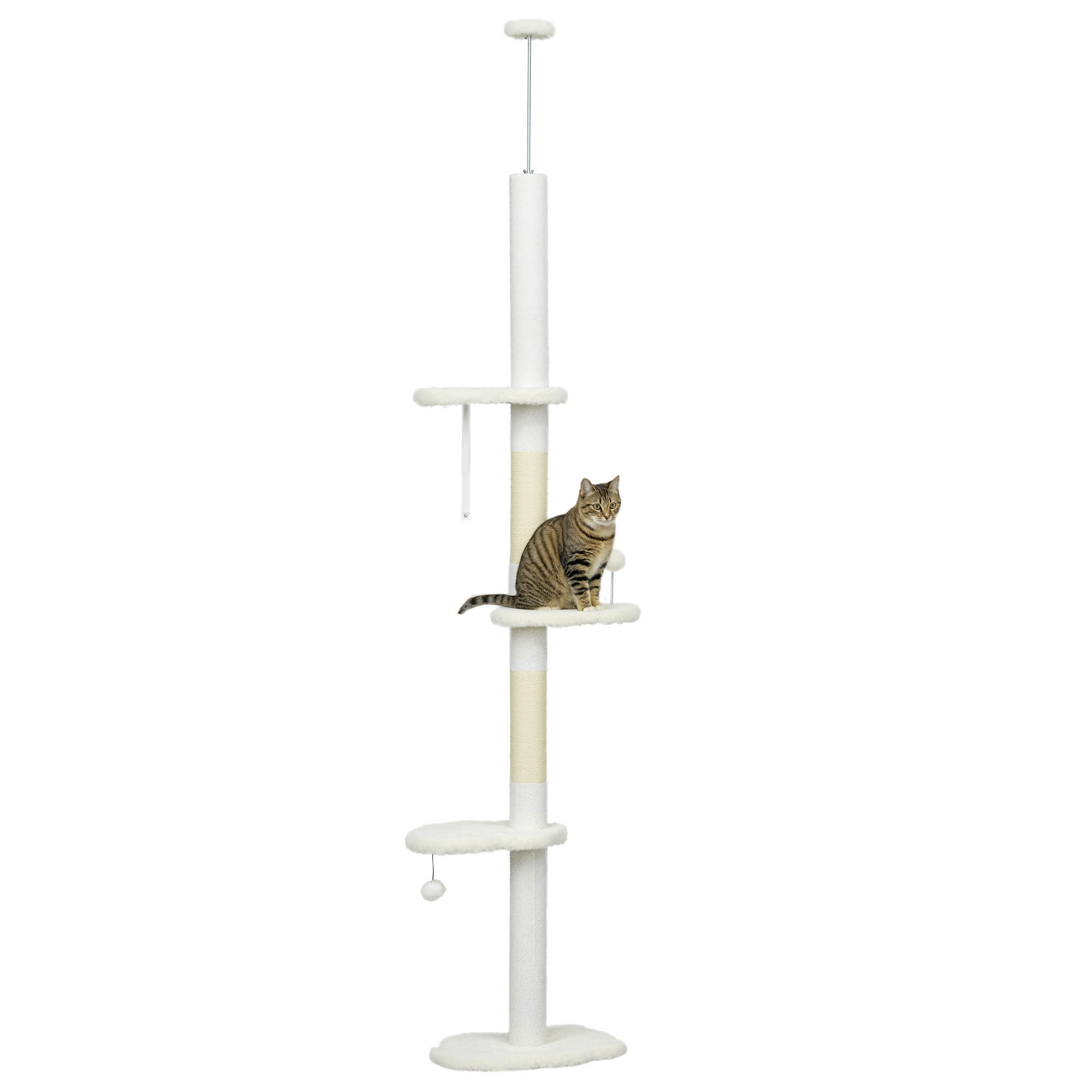 8.4' Floor to Ceiling Cat Tree, Adjustable Height, White (Drop Shipping Only, Not for Amazon)