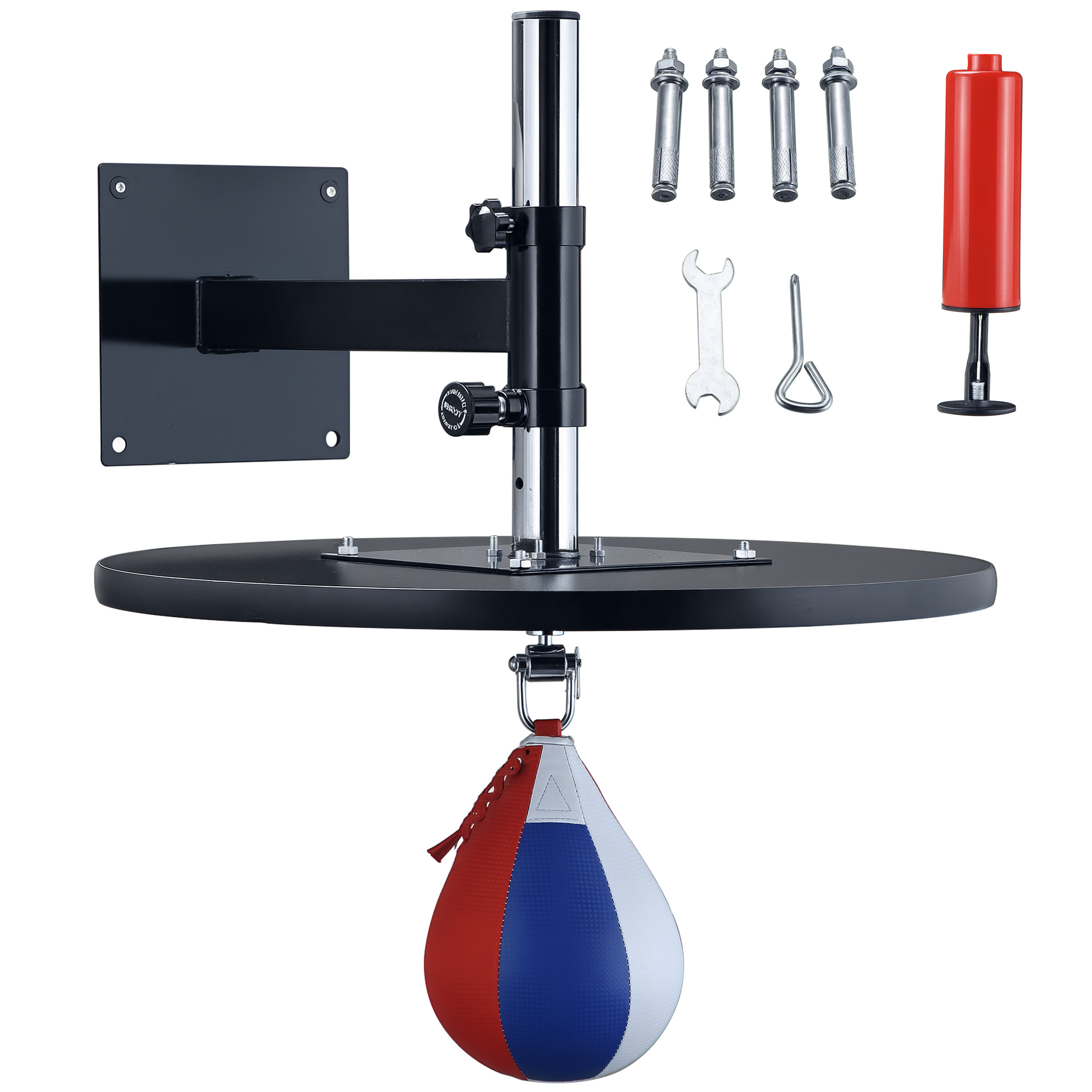 Speed Bag Boxing Punching Bag Wall Mount Height Adjustable, MMA, Martial Arts, and Boxing Equipment for Training at Home, Heavy-Duty Steel Platform, Strong PVC Leather, 9