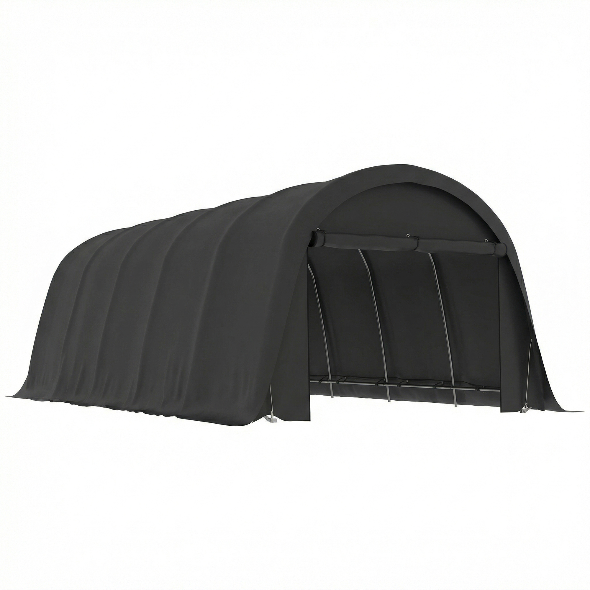 12' x 23.6' Heavy Duty Carport, UPF50+ Portable Garage Car Canopy Tent with Galvanized Frame, Large Door, Dark Gray (Drop Shipping Only, Not for Amazon)