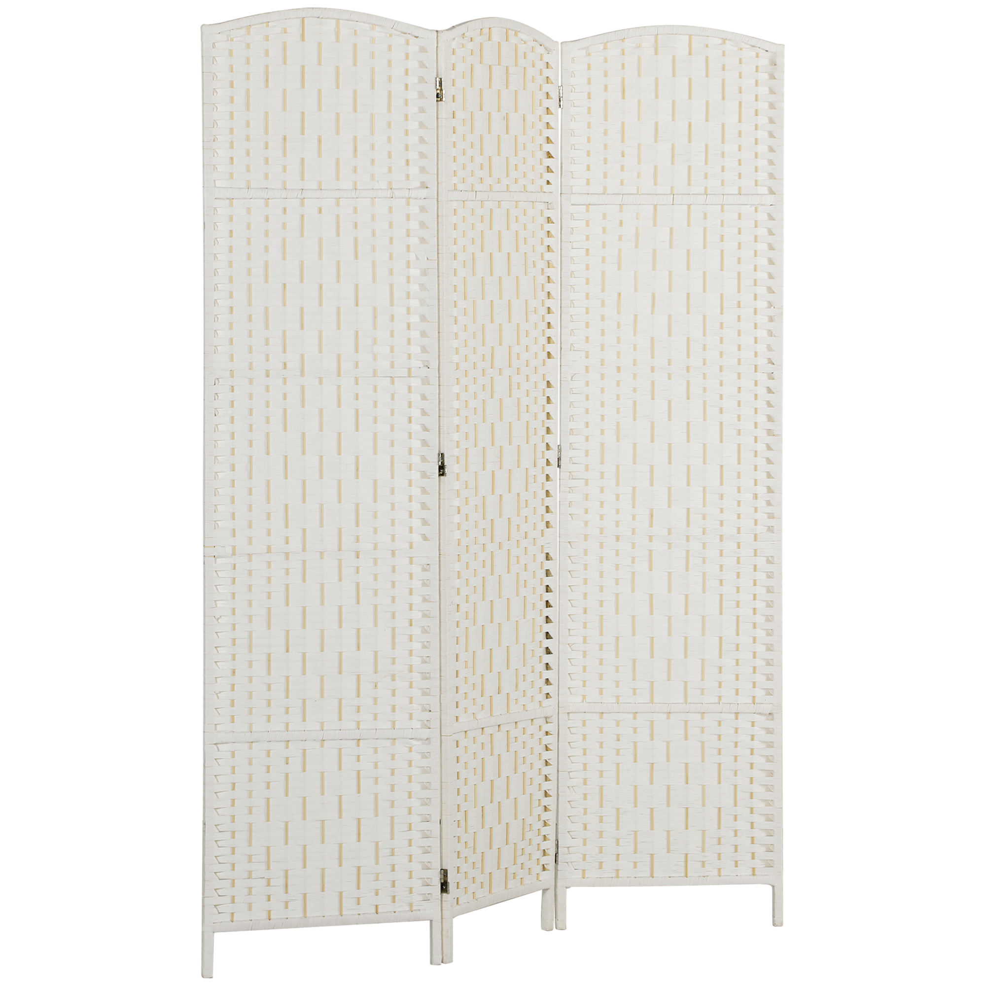 Room Divider, 3 Panel Folding Privacy Screen, 6FT Tall Portable Weave Partition Wall Divider for Bedroom, White (Drop Shipping Only, Not for Amazon)