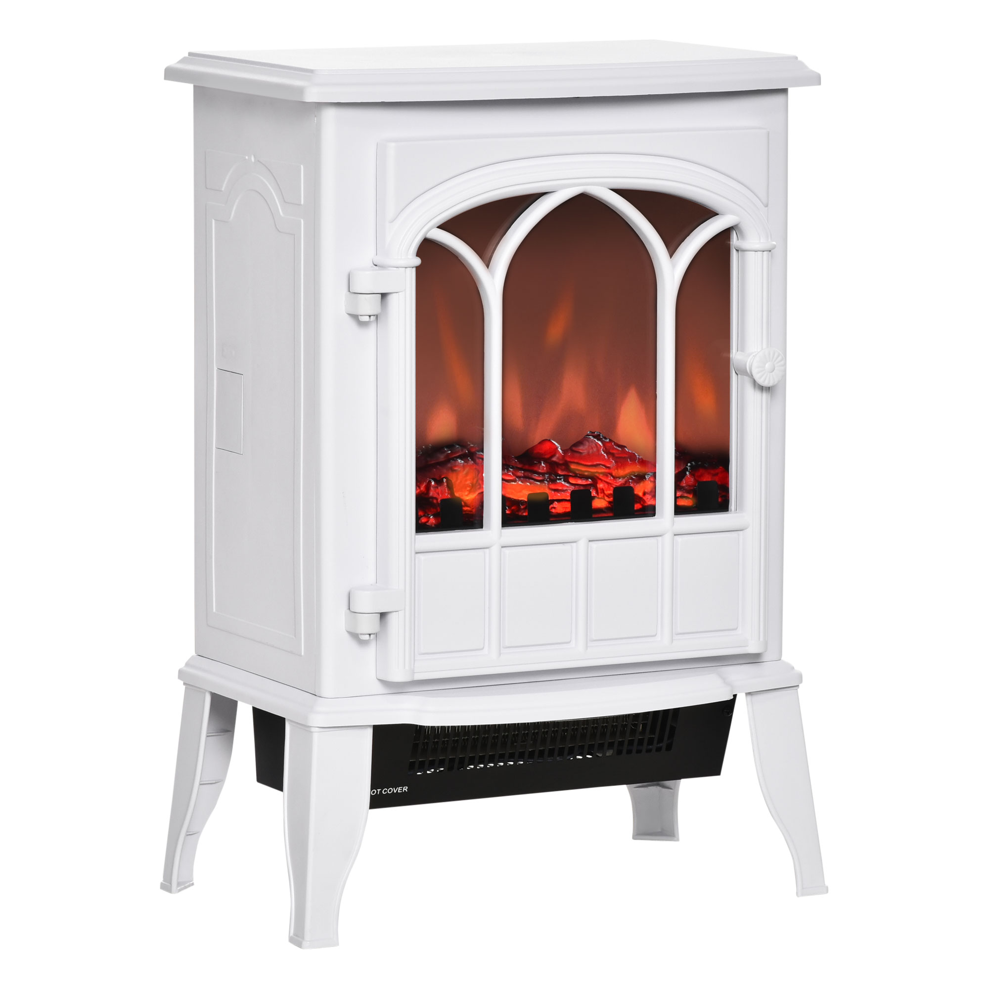 Modern Electric Fireplace, Free Standing Electric Fire with Realistic LED Flame, 750W/1500W, White (Drop Shipping Only, Not for Amazon)