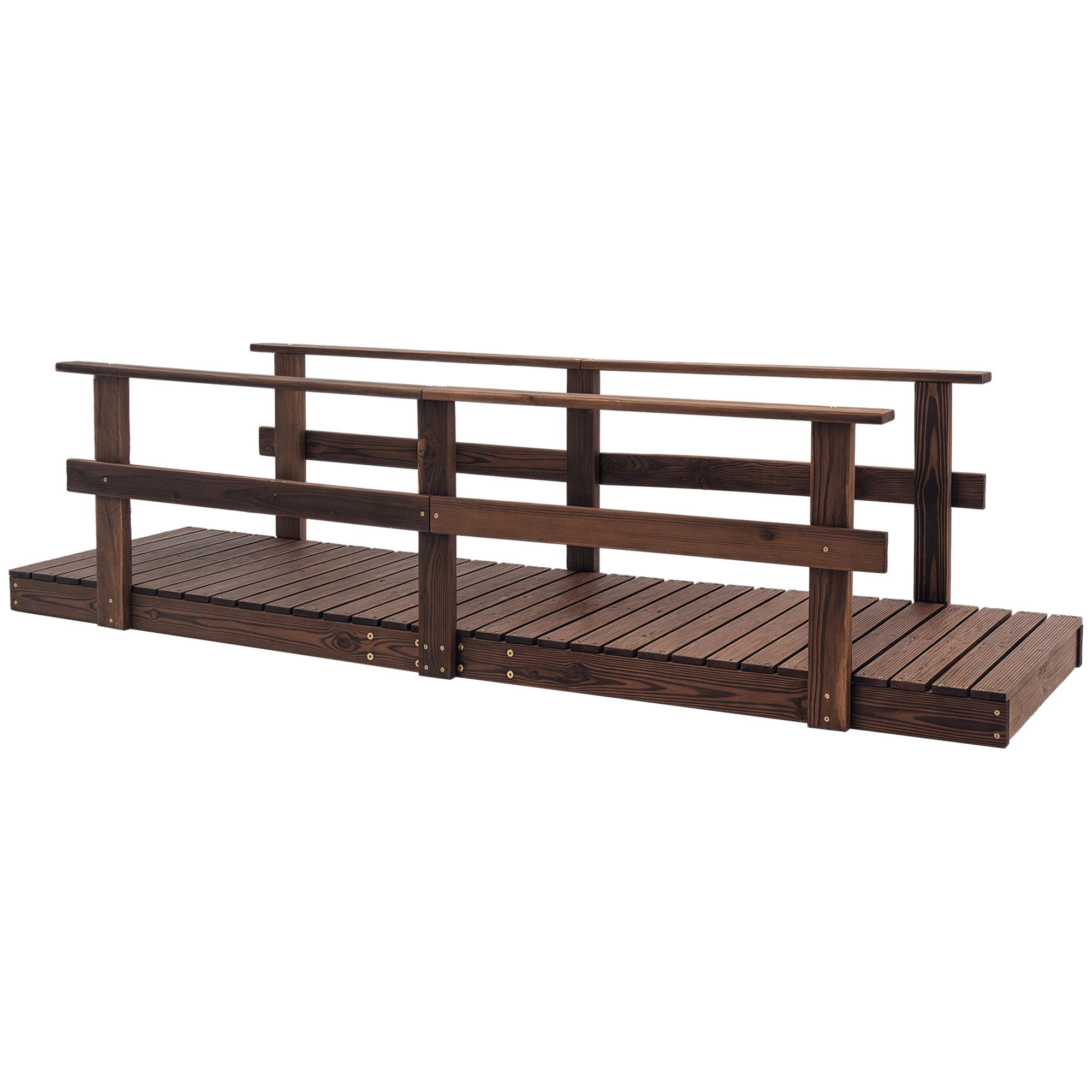 7' Garden Bridge Wooden Footbridge for Backyard Ponds, Creeks, Streams, Strained Finish (Drop Shipping Only, Not for Amazon)