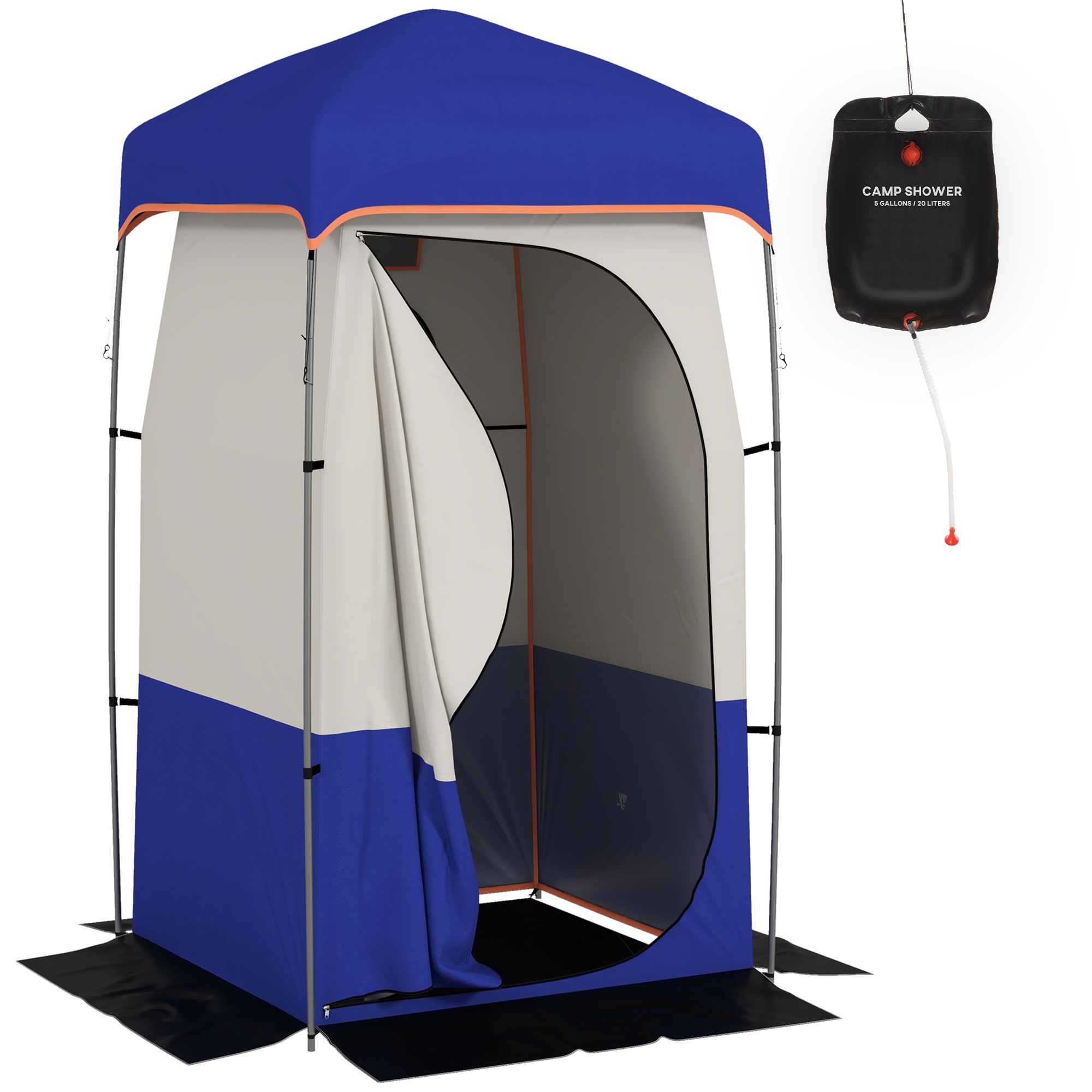 Camping Shower Tent, Portable Privacy Shelter with Solar Shower Bag, Removable Floor and Carrying Bag, Black (Drop Shipping Only, Not for Amazon)