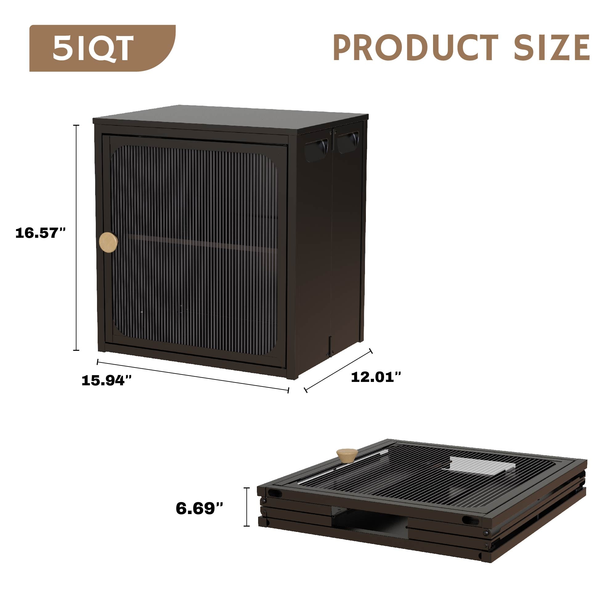 Single Sturdy & Convenient Foldable Cabinet, Durable Steel-Wood Combo with Anti-Slip Design & Quick Fold & Install, Easy to DIY Storage Container with