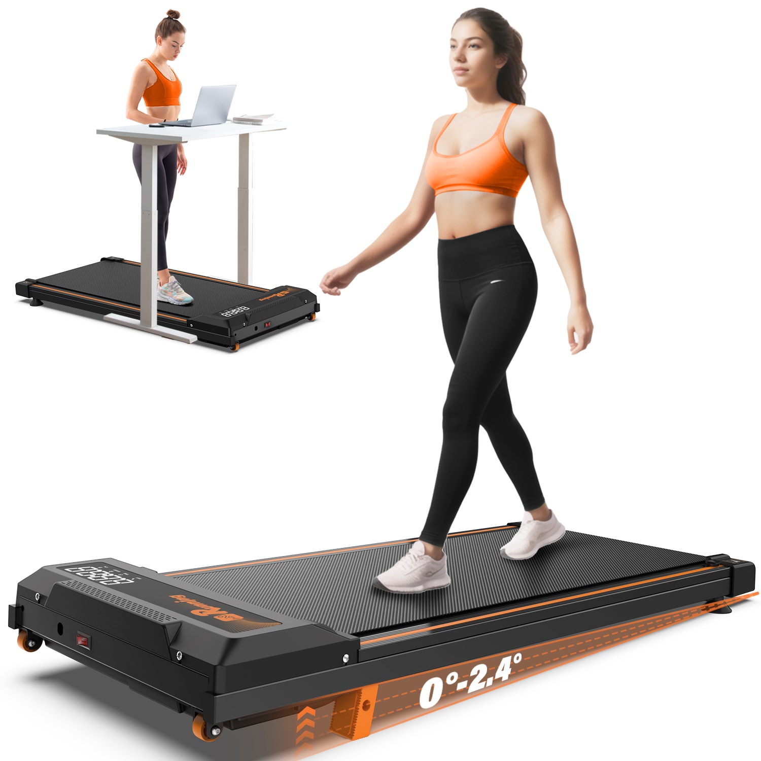 Walking Pad Treadmill with Incline, Under Desk Treadmill for Home & Office, 2.5HP Compact & Portable, Remote Control, Low Noise for Effective Workouts