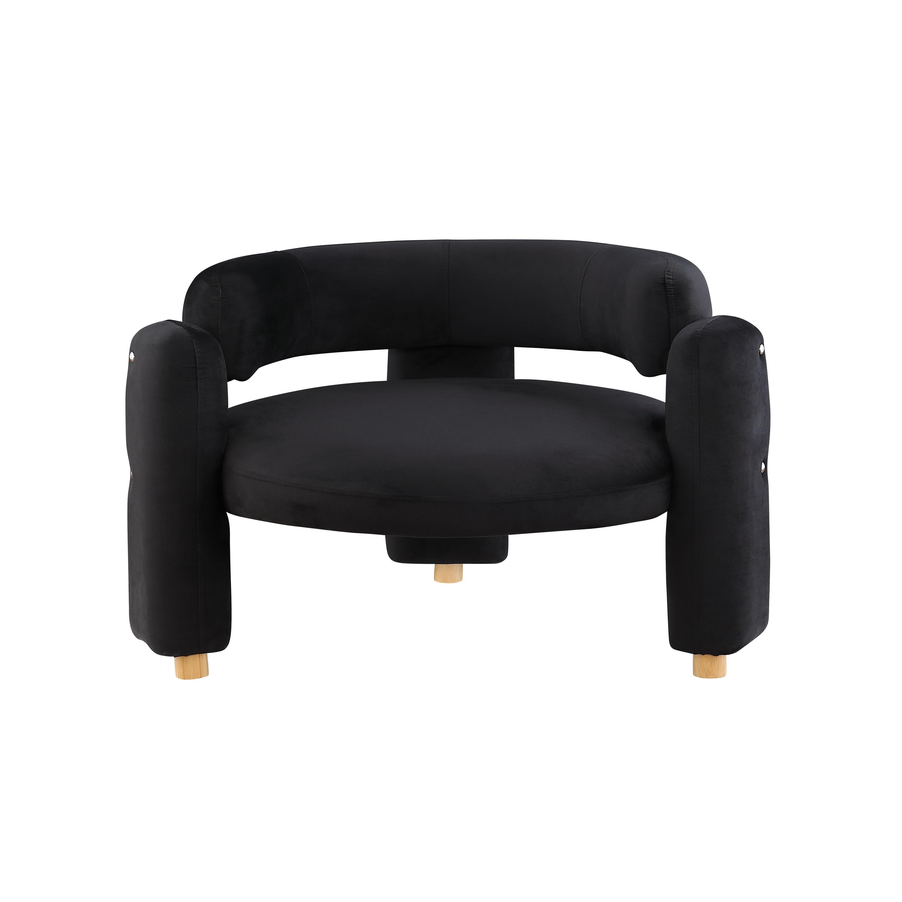 Round Accent Chair with Curved Backrest, Mid Century Modern Upholstered Comfy Occasional Chairs, Large Cozy Arm Chair for Living Room, Bedroom, Apartment