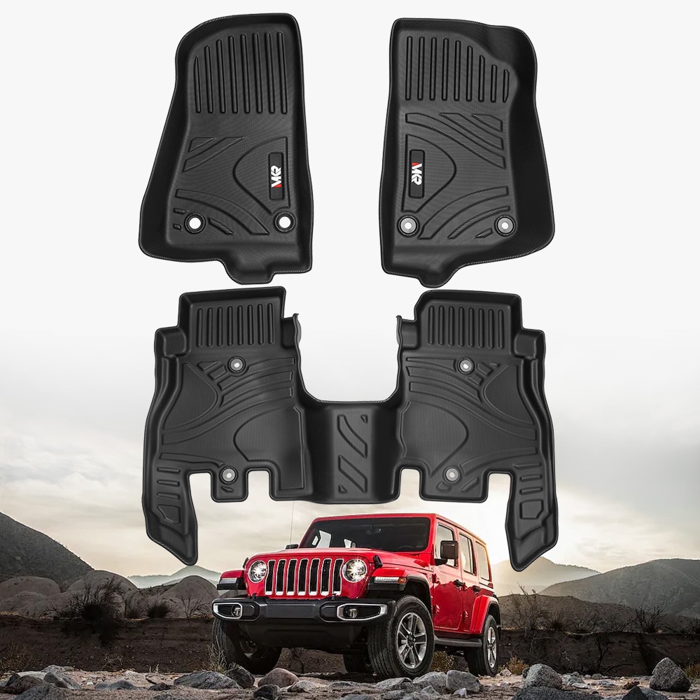 Waterproof and Stain-resistant TPE Car Floor Mats Black 3 PCS For Jeep Wrangler JL 2018+ 4 Doors Model ( Not Fit for Jeep Wrangler JK or 4XE)