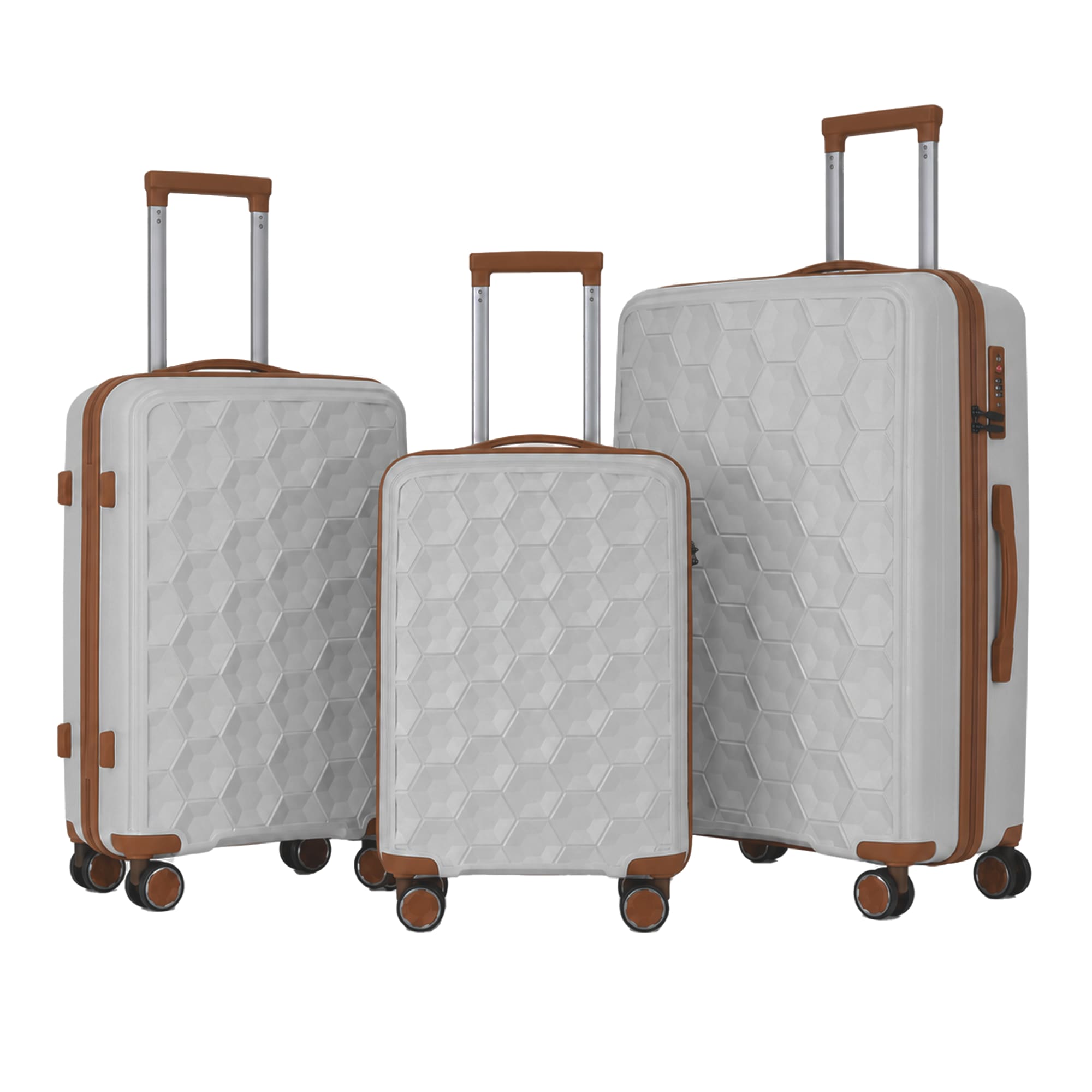3-Piece PP Hardshell Luggage Set, Lightweight Suitcases with 4 Silent Spinner Wheels & TSA Lock, 20
