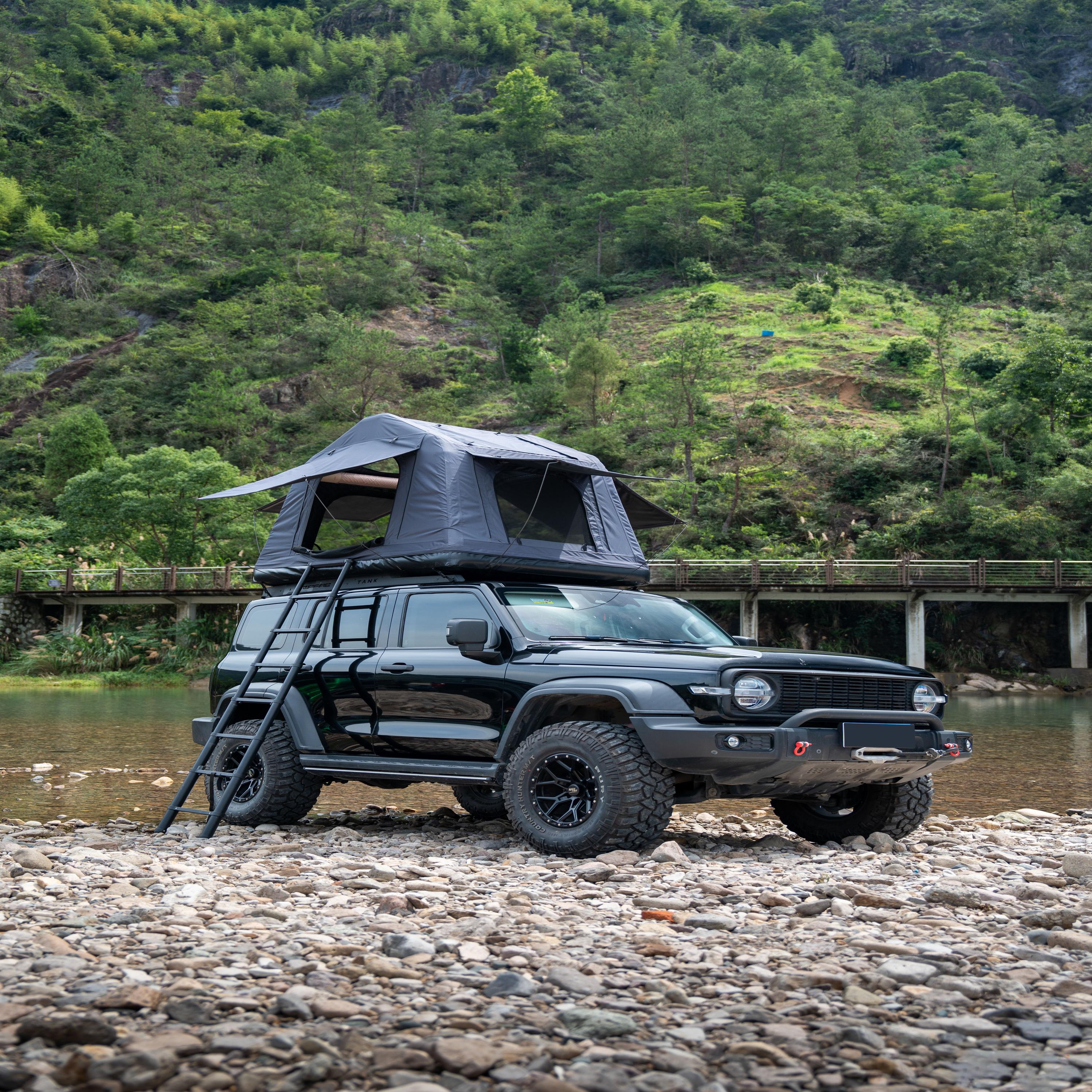 Foldable 2-3 People Amphibious Inflatable Car Roof Top Tent for camping Outdoor Glamping Camping Tent for SUV,Truck and Universal Auto Self-Driving To