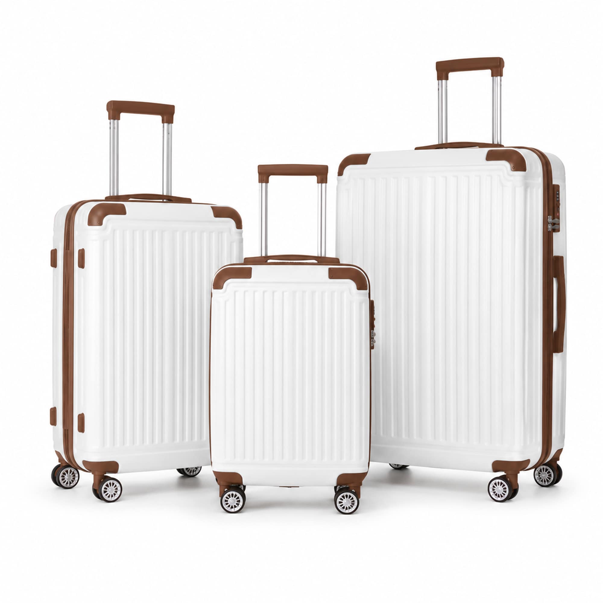 3-Piece ABS Hardshell Luggage Set, Lightweight Durable Suitcases with 4 Silent Spinner Wheels, TSA Lock & Scratch-Resistant Surface, 20