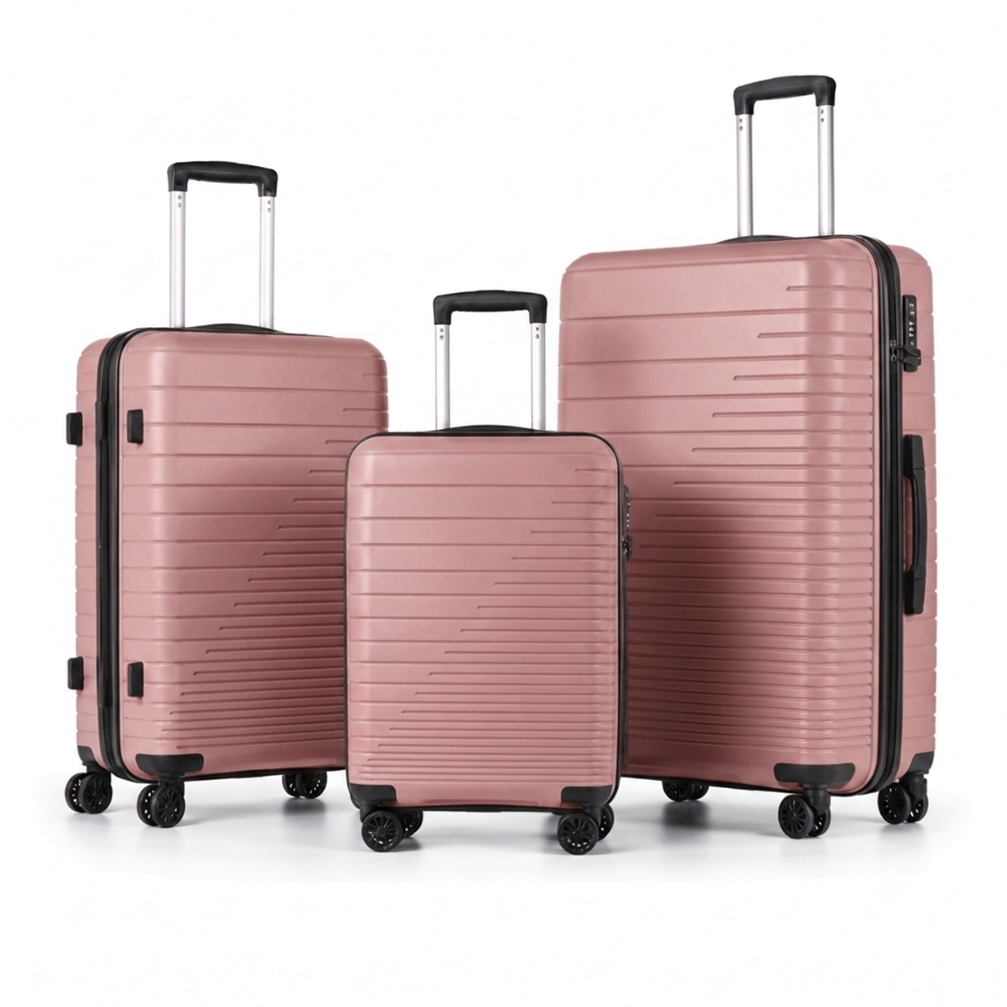 3-Piece PP Hardshell Luggage Set, Lightweight Durable Suitcases with 4 Silent Spinner Wheels, TSA Lock & Scratch-Resistant Surface, 20