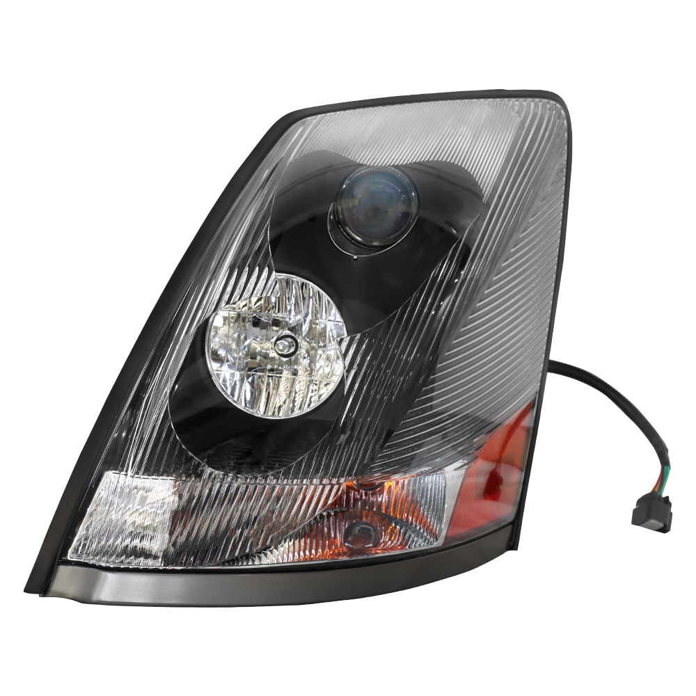 Black Headlight Assembly Fit for 2004-2017 Volvo VNL, Headlamp Left/Driver Side, Halogen Bulbs Included