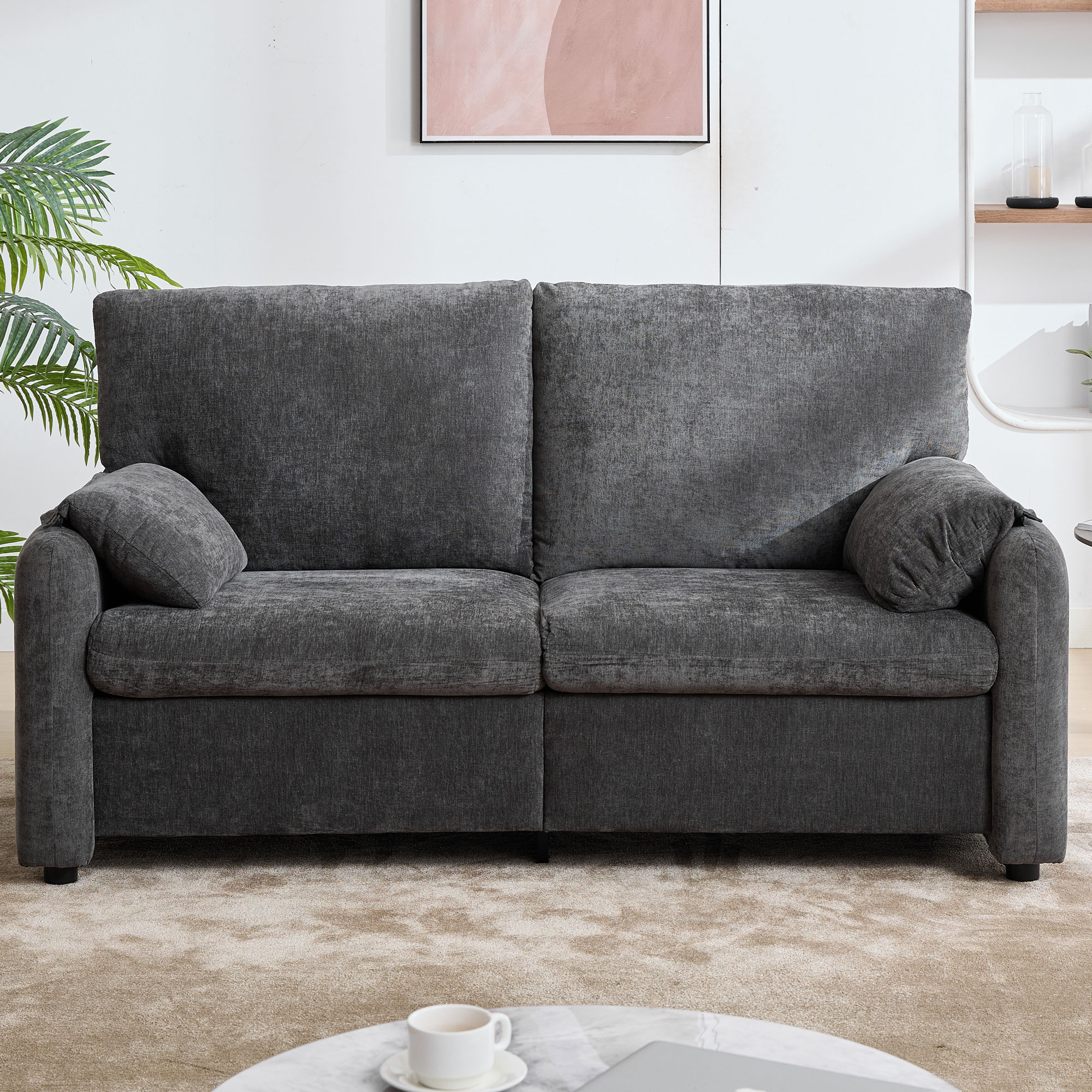 800LBS Down filled sofas, 60 inch minimalist sofa, with multiple colors in the living room and bedroom,GREY