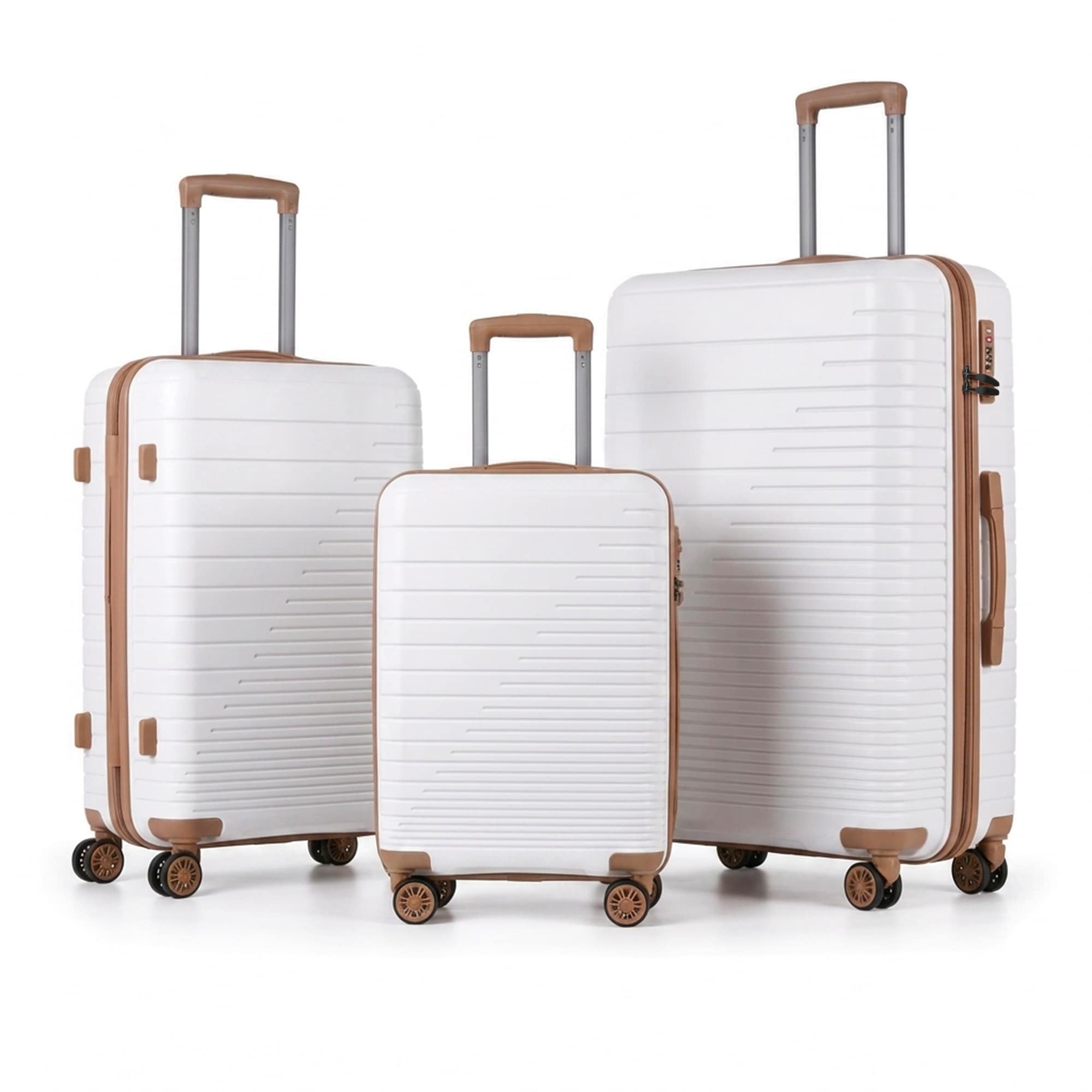 3-Piece PP Hardshell Luggage Set, Lightweight Durable Suitcases with 4 Silent Spinner Wheels, TSA Lock & Scratch-Resistant Surface, 20