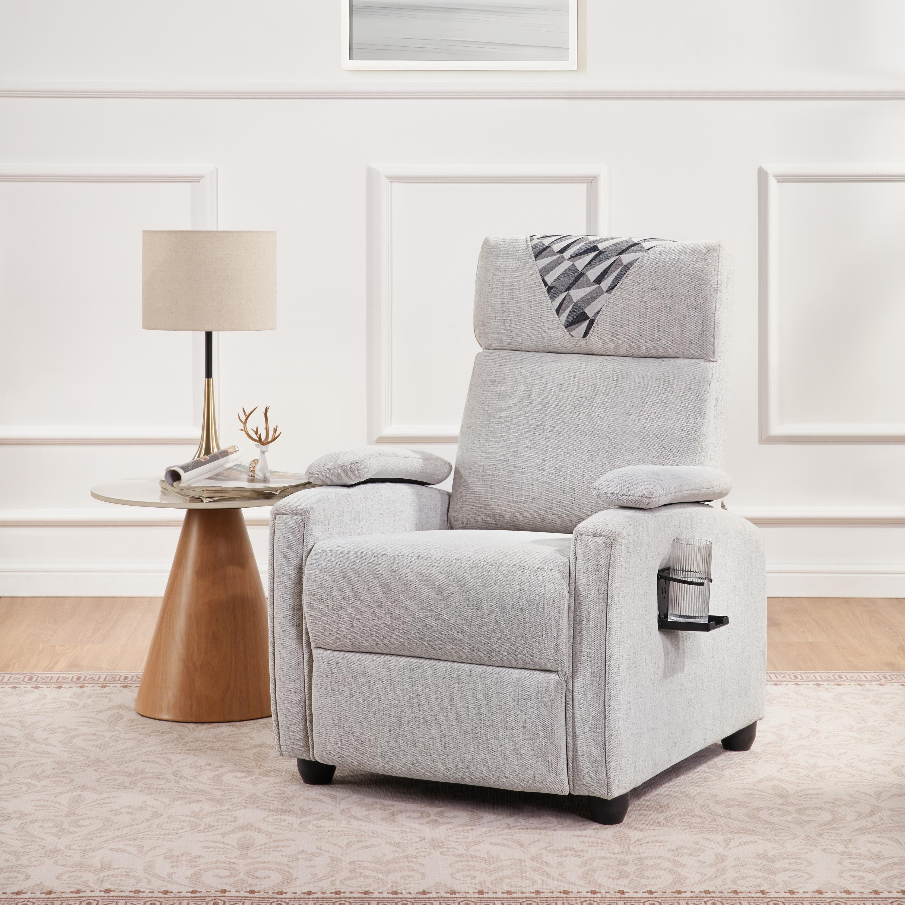 Recliner Chair, Classic and Traditional Manual Recliner Chair with Comfortable Arms and Back Single Sofa for Living Room, Light Gray
