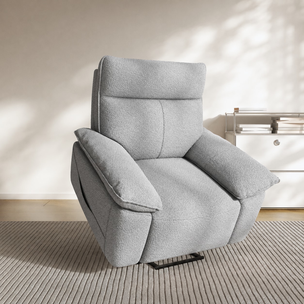 Power Lift Recliner Chair for Elderly, Electric Lifting Sofa with Adjustable Backrest, Easy to Clean Beige Faux Leather Stand Up Armchair with Padded 