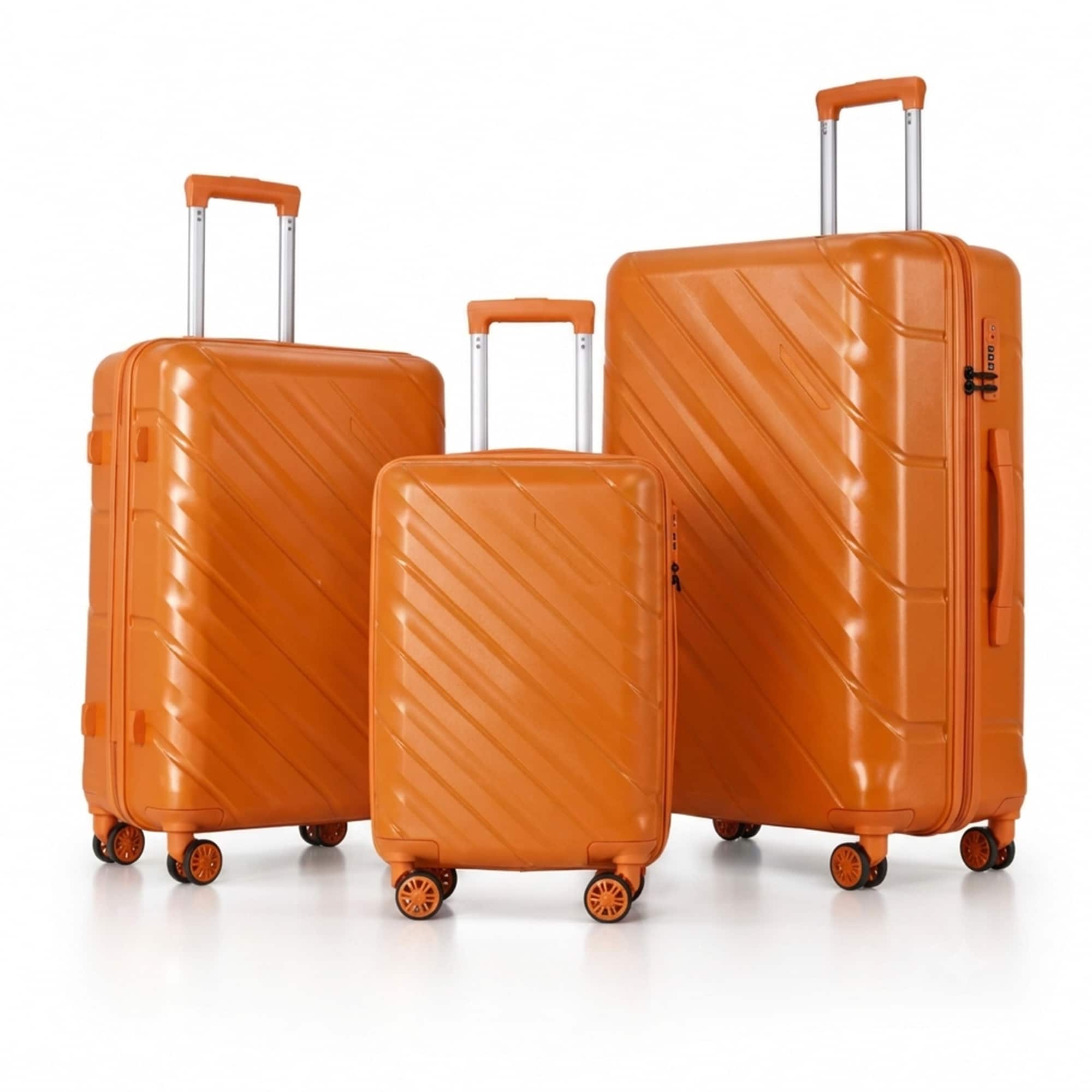 3-Piece PP Hardshell Luggage Set, Lightweight Durable Suitcases with 4 Silent Spinner Wheels, TSA Lock & Scratch-Resistant Surface, 20