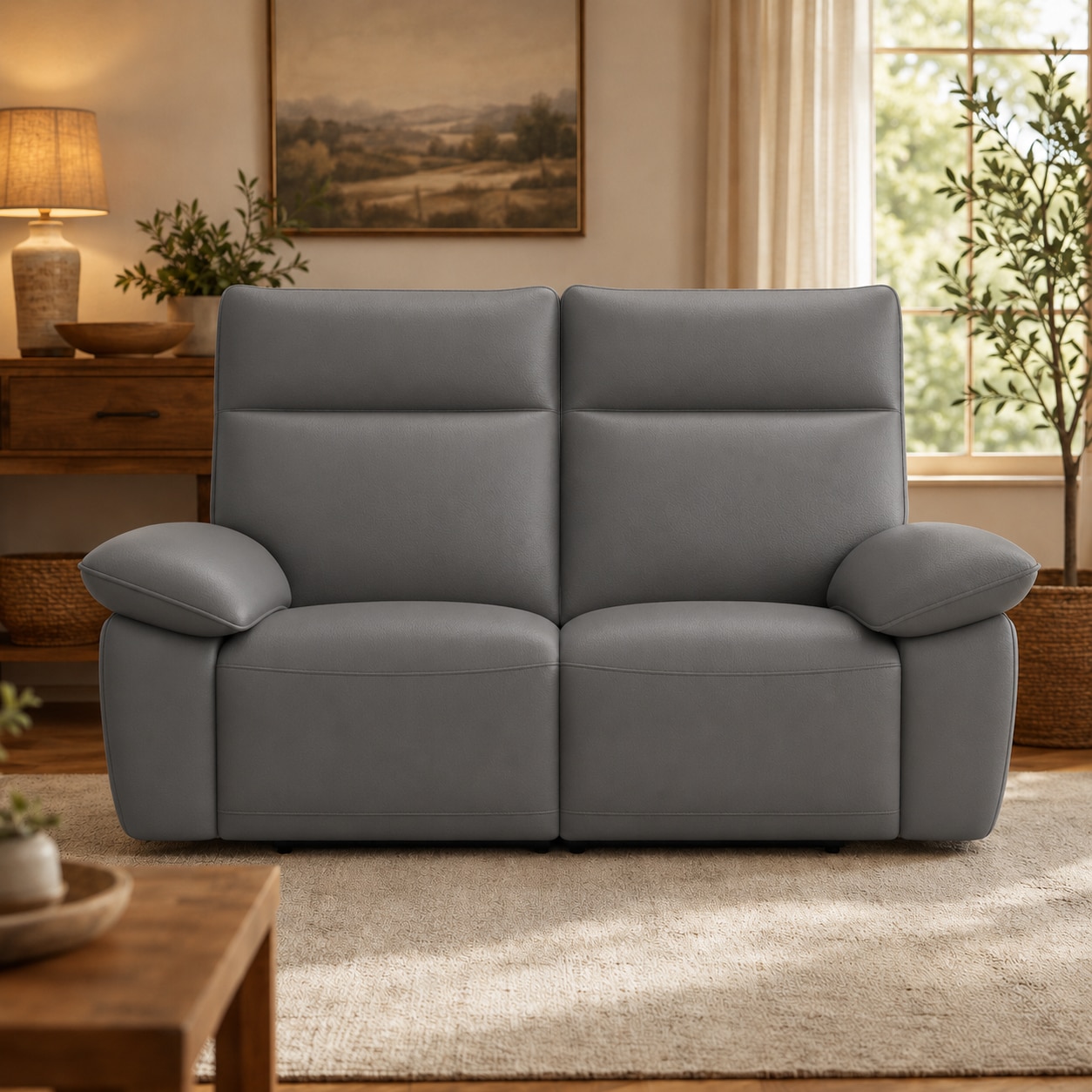 Double Reclining Chairs for Adults, Wall Hugger Recliners for Small Spaces, Love Seat Couches Sofa Reclinable for Living Room, Home Theater Seating, B