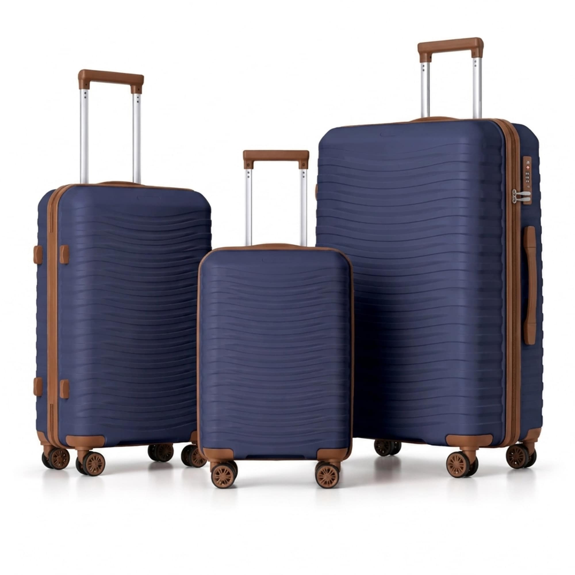 3-Piece PP Hardshell Luggage Set, Lightweight Durable Suitcases with 4 Silent Spinner Wheels, TSA Lock & Scratch-Resistant Surface, 20