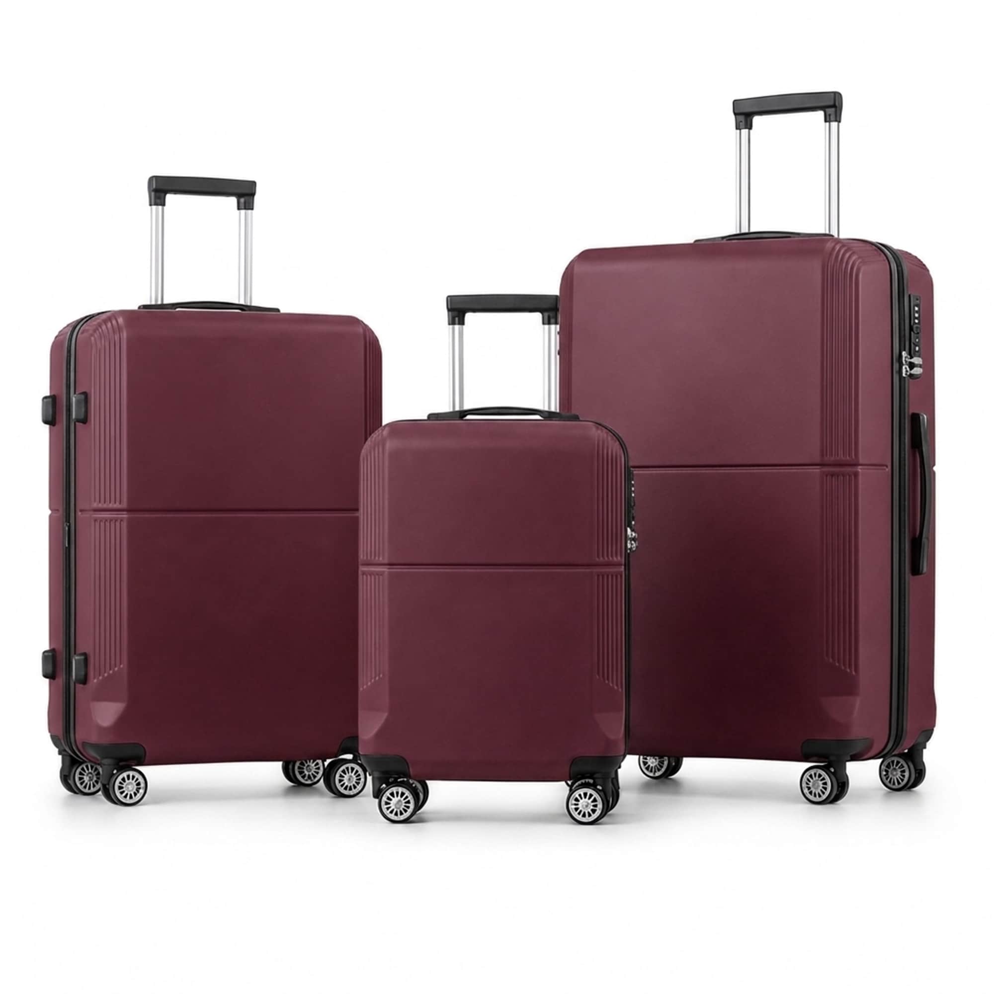 3-Piece ABS Hardshell Luggage Set, Lightweight Durable Suitcases with 4 Silent Spinner Wheels, TSA Lock & Scratch-Resistant Surface, 20