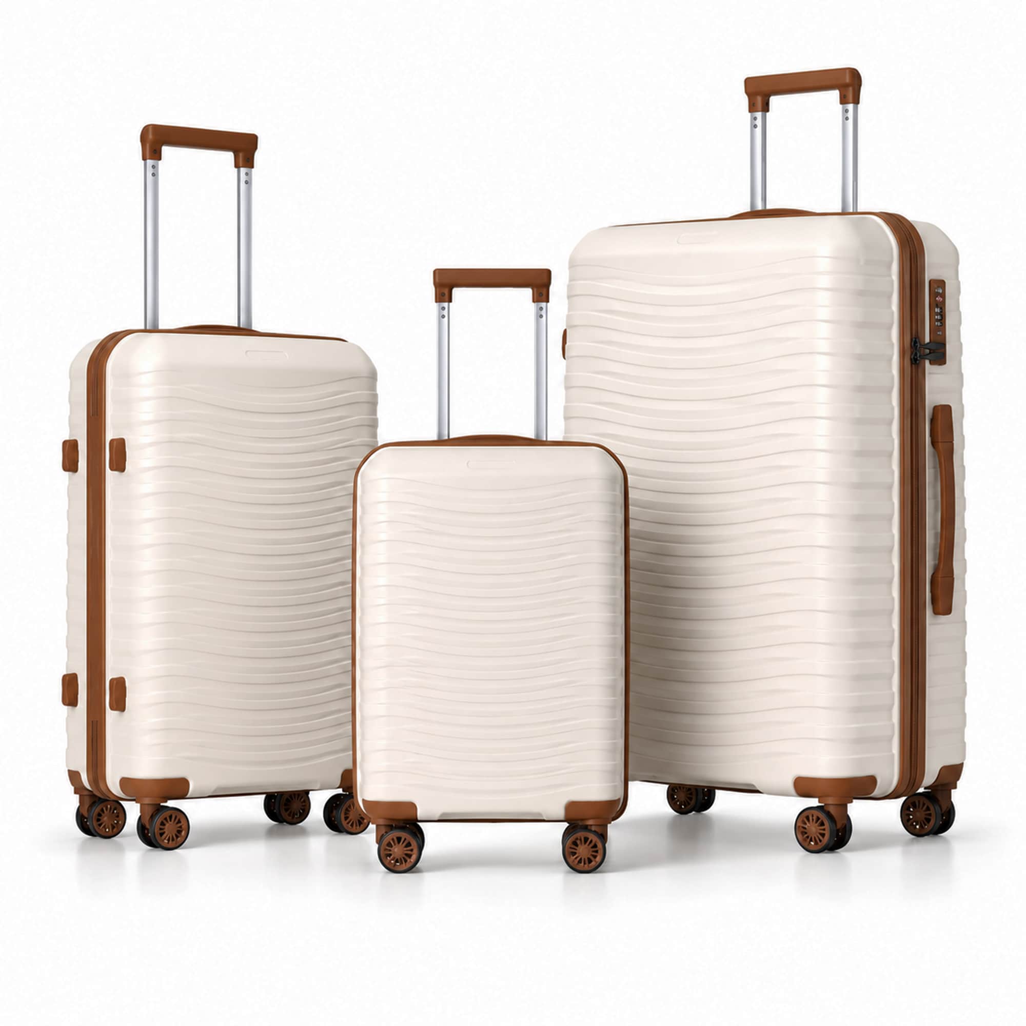 3-Piece PP Hardshell Luggage Set, Lightweight Durable Suitcases with 4 Silent Spinner Wheels, TSA Lock & Scratch-Resistant Surface, 20