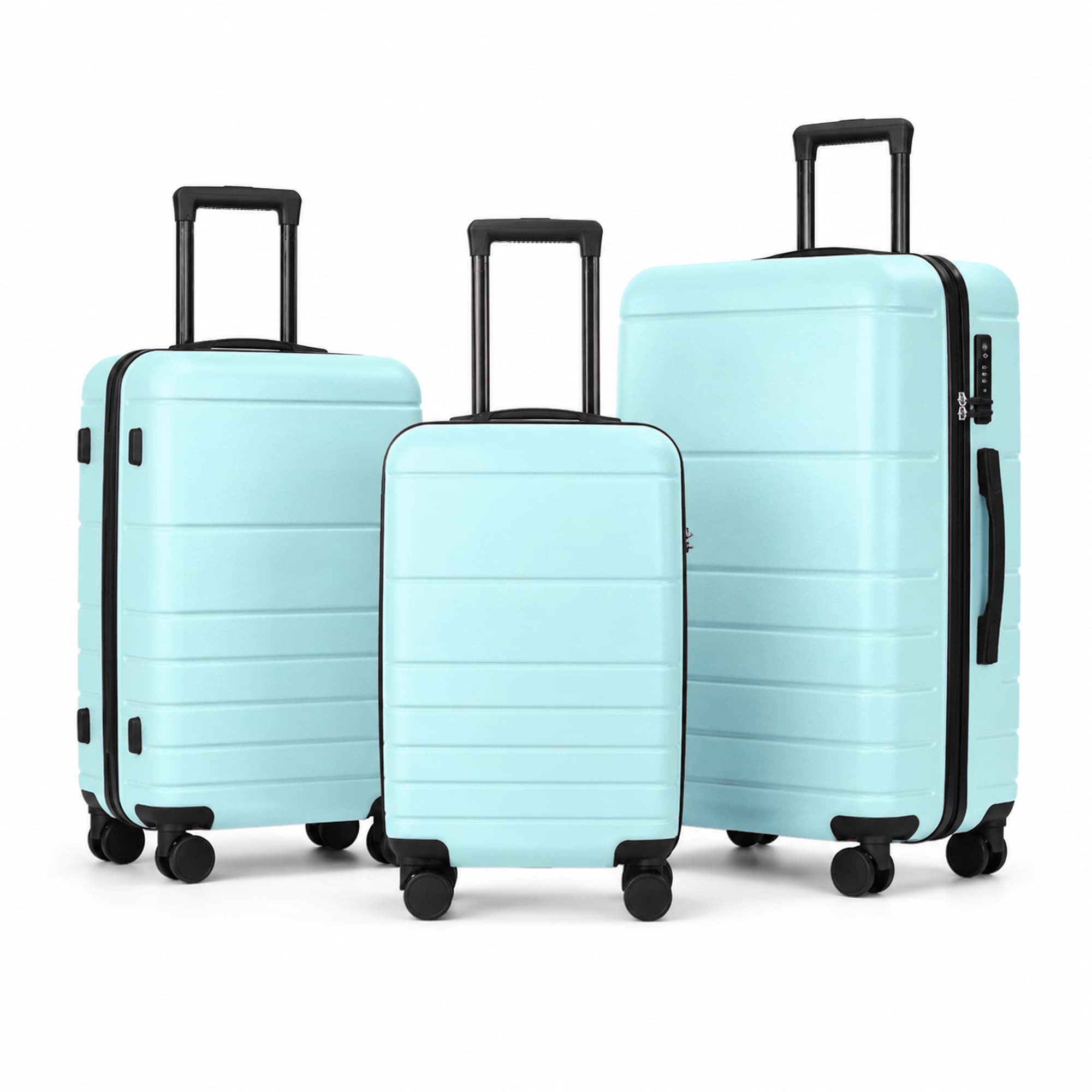 3-Piece ABS Hardshell Luggage Set, Lightweight Durable Suitcases with 4 Silent Spinner Wheels, TSA Lock & Scratch-Resistant Surface, 20