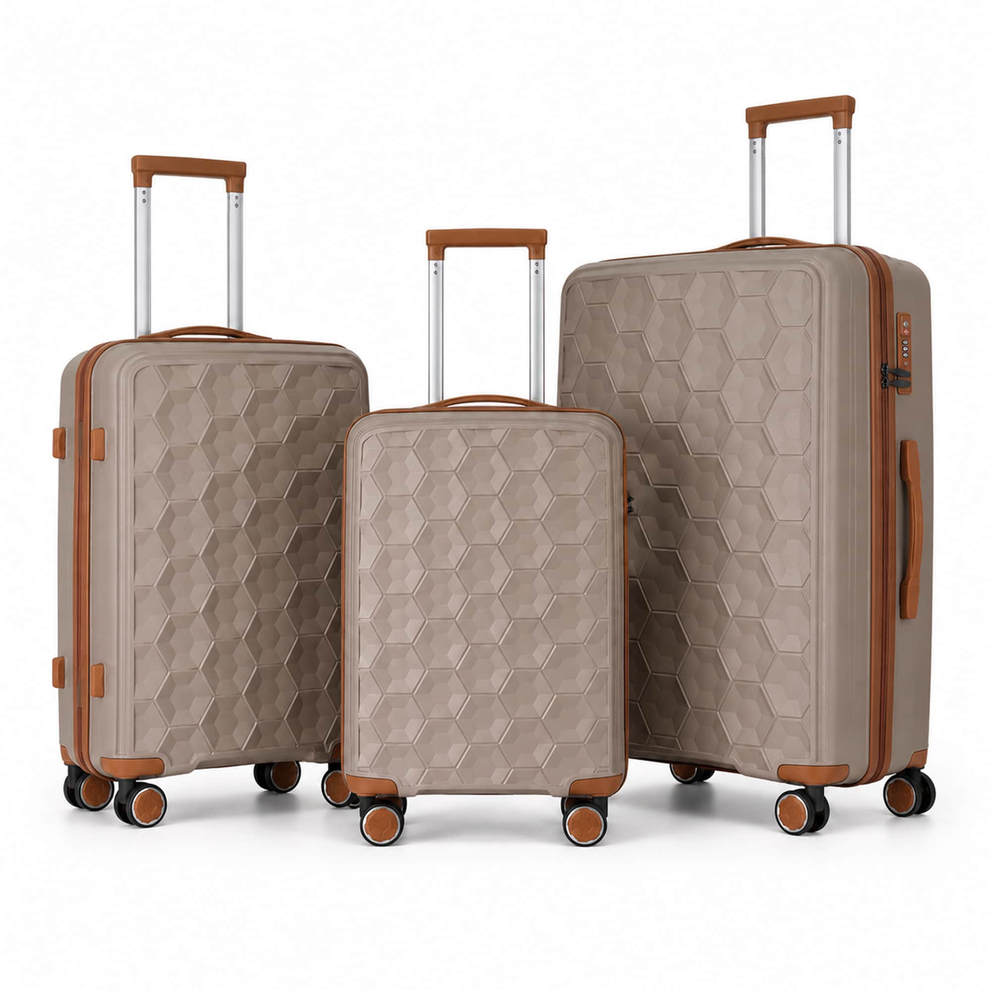 3-Piece PP Hardshell Luggage Set, Lightweight Suitcases with 4 Silent Spinner Wheels & TSA Lock, 20