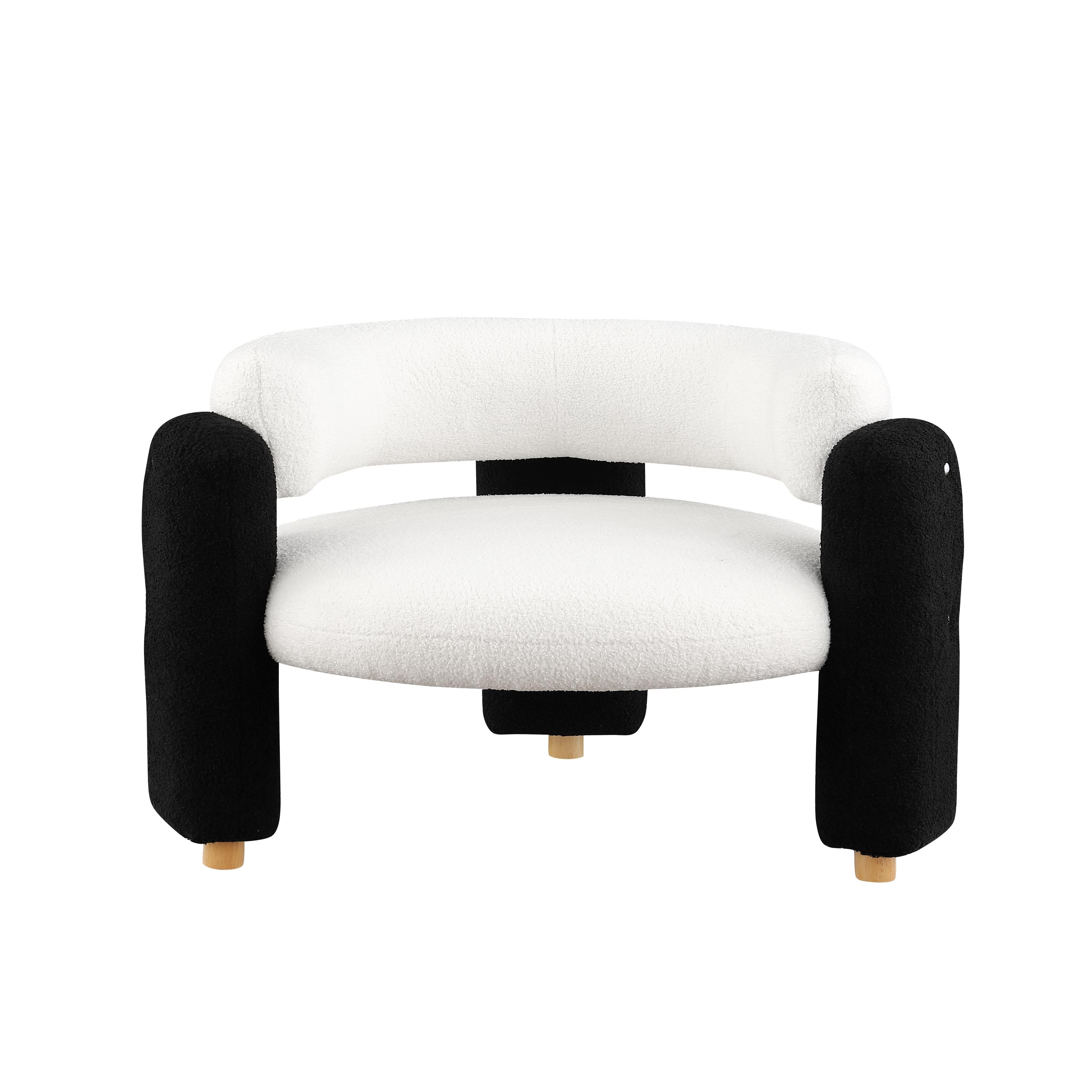 Round Accent Chair with Curved Backrest, Mid Century Modern Upholstered Comfy Occasional Chairs, Large Cozy Arm Chair for Living Room, Bedroom, Apartment
