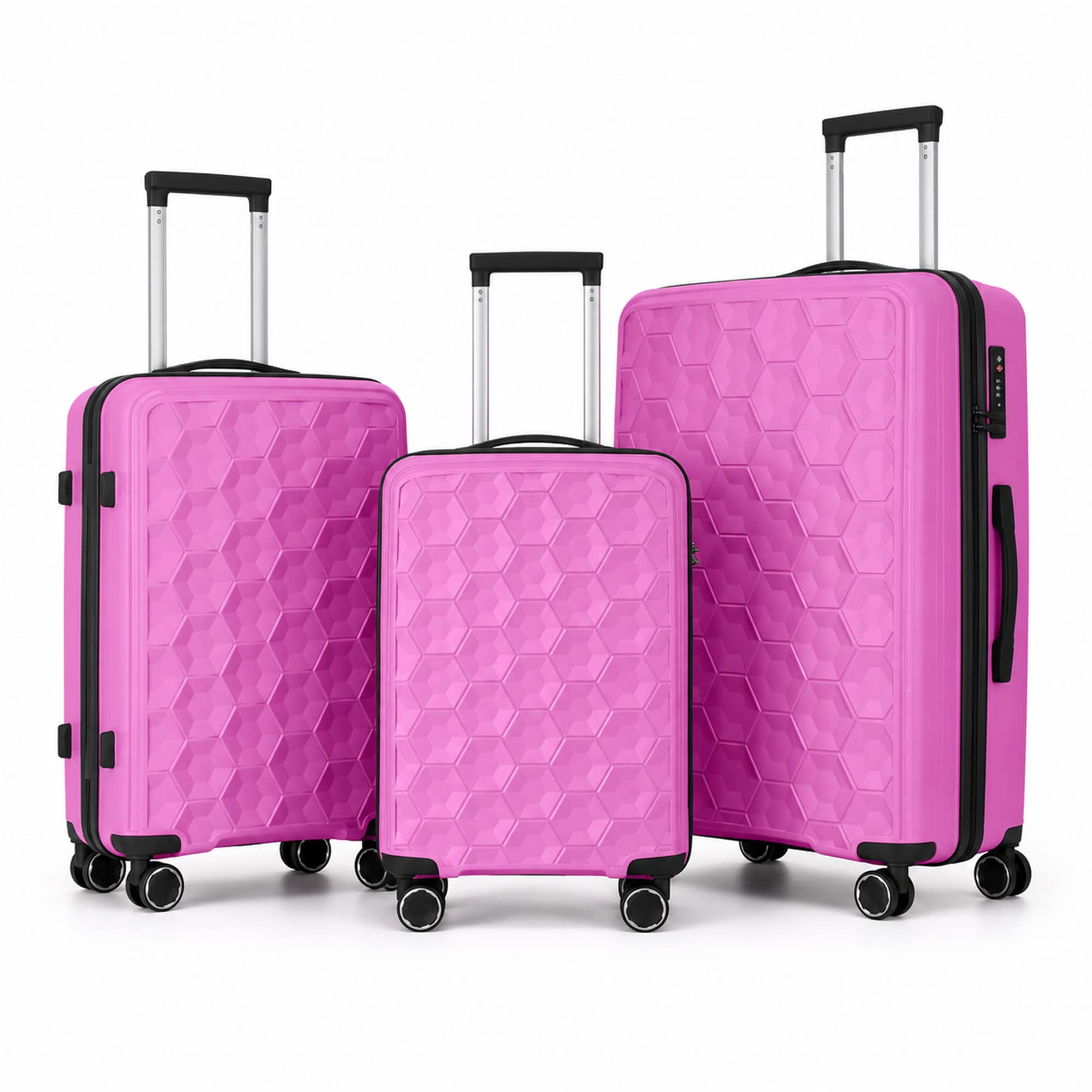 3-Piece PP Hardshell Luggage Set, Lightweight Suitcases with 4 Silent Spinner Wheels & TSA Lock, 20
