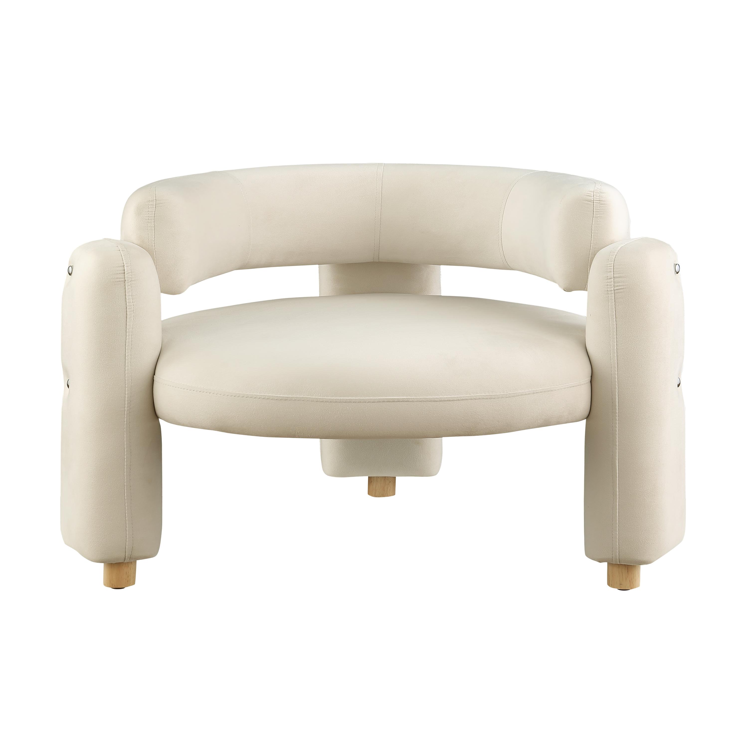 Round Accent Chair with Curved Backrest, Mid Century Modern Upholstered Comfy Occasional Chairs, Large Cozy Arm Chair for Living Room, Bedroom, Apartment