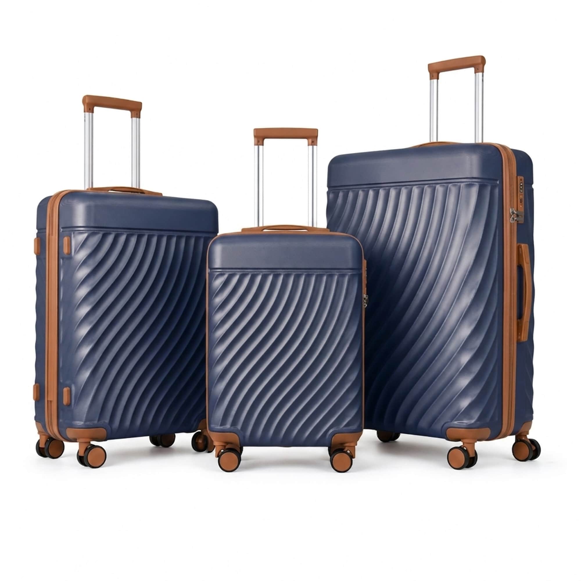 3-Piece ABS Hardshell Luggage Set, Lightweight Durable Suitcases with 4 Silent Spinner Wheels, TSA Lock & Scratch-Resistant Surface, 20