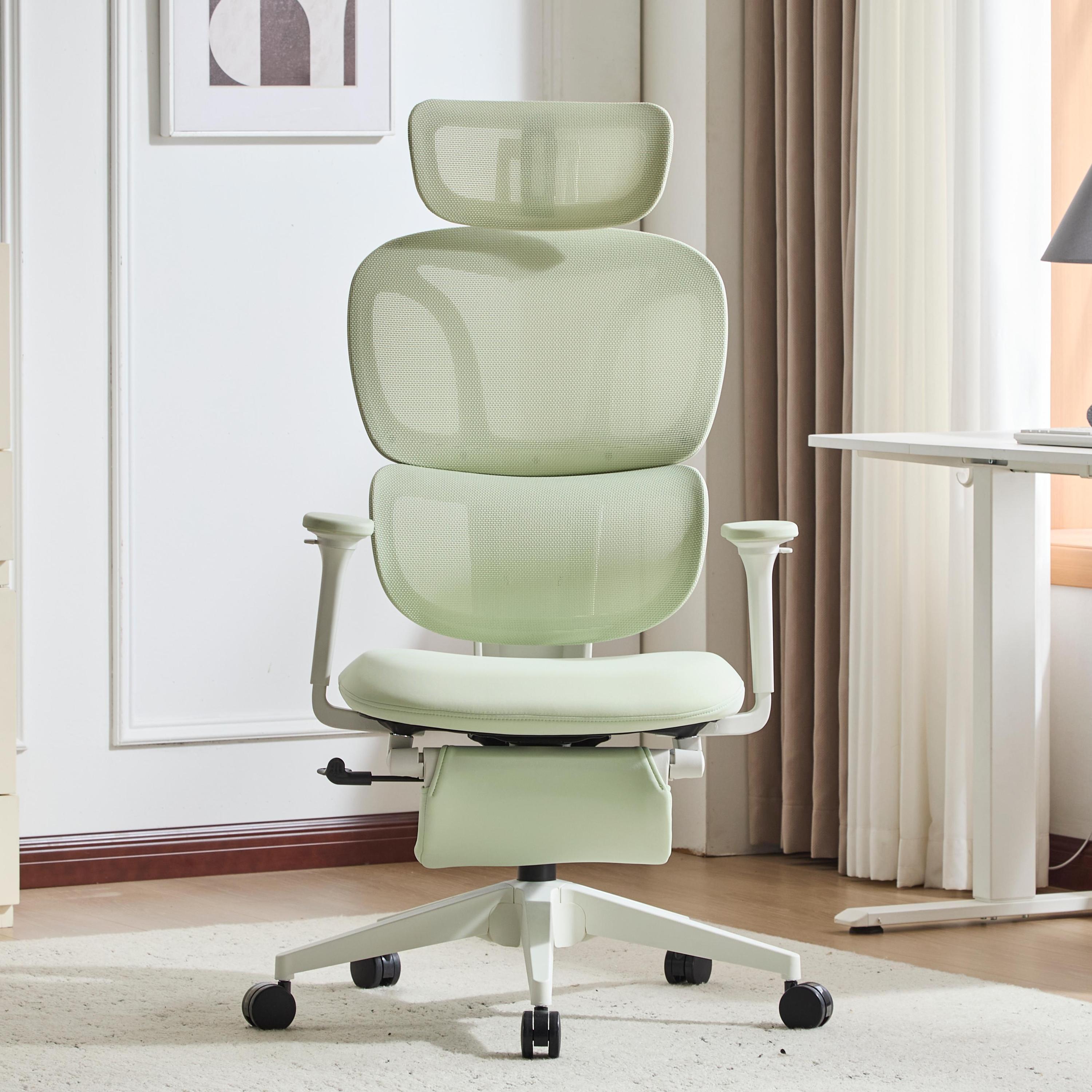 Ergonomic Office Chair with Footrest, High Back Computer Office Chair with Dynamic Lumbar Support, 2D Headrest, 4D Armrest, Sponge Seat, Mesh Home Off