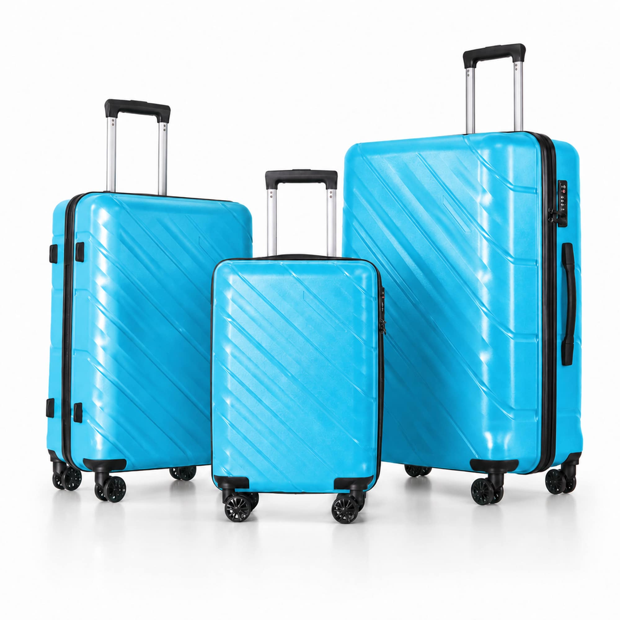 3-Piece PP Hardshell Luggage Set, Lightweight Durable Suitcases with 4 Silent Spinner Wheels, TSA Lock & Scratch-Resistant Surface, 20