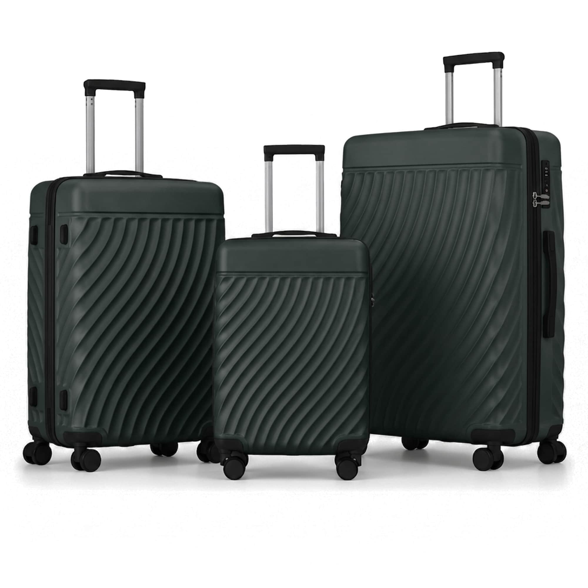 3-Piece ABS Hardshell Luggage Set, Lightweight Durable Suitcases with 4 Silent Spinner Wheels, TSA Lock & Scratch-Resistant Surface, 20