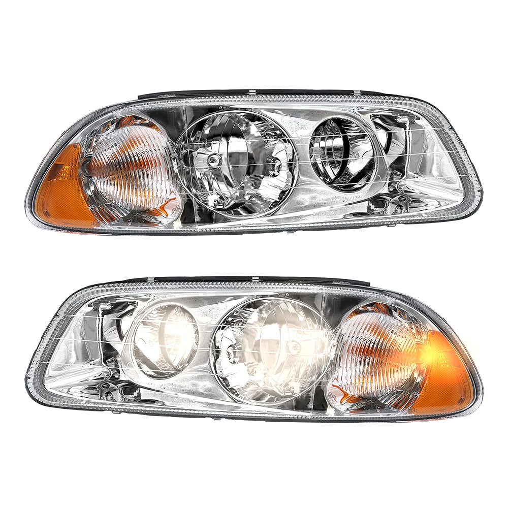 Headlight Assembly Fit for MACK GU4 GU5 GU7 CT713 GU8 CX CXN CXU CTP Semi Trucks, Pair of Chrome Headlamp Left/Driver & Right/Passenger Side Halogen, 