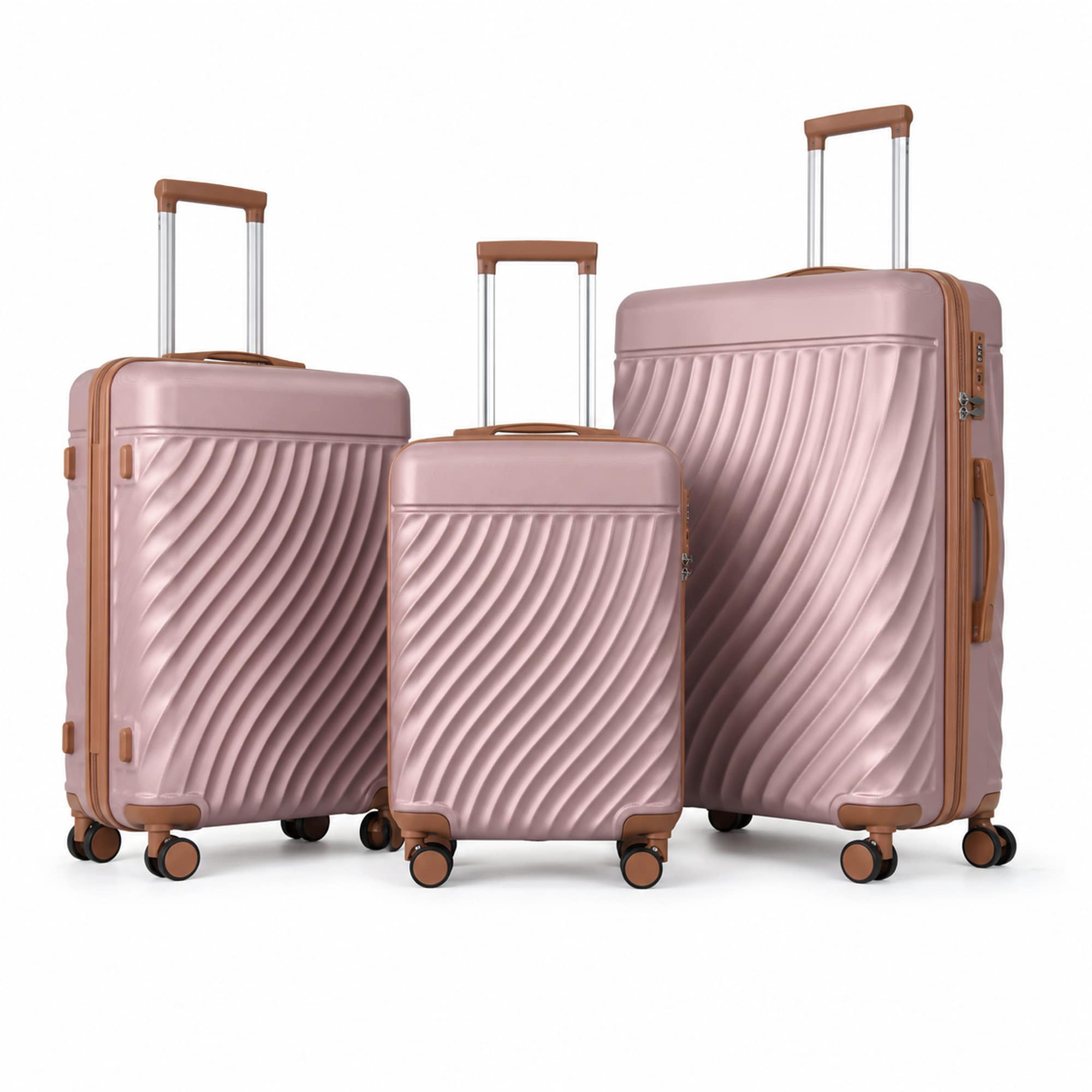 3-Piece ABS Hardshell Luggage Set, Lightweight Durable Suitcases with 4 Silent Spinner Wheels, TSA Lock & Scratch-Resistant Surface, 20